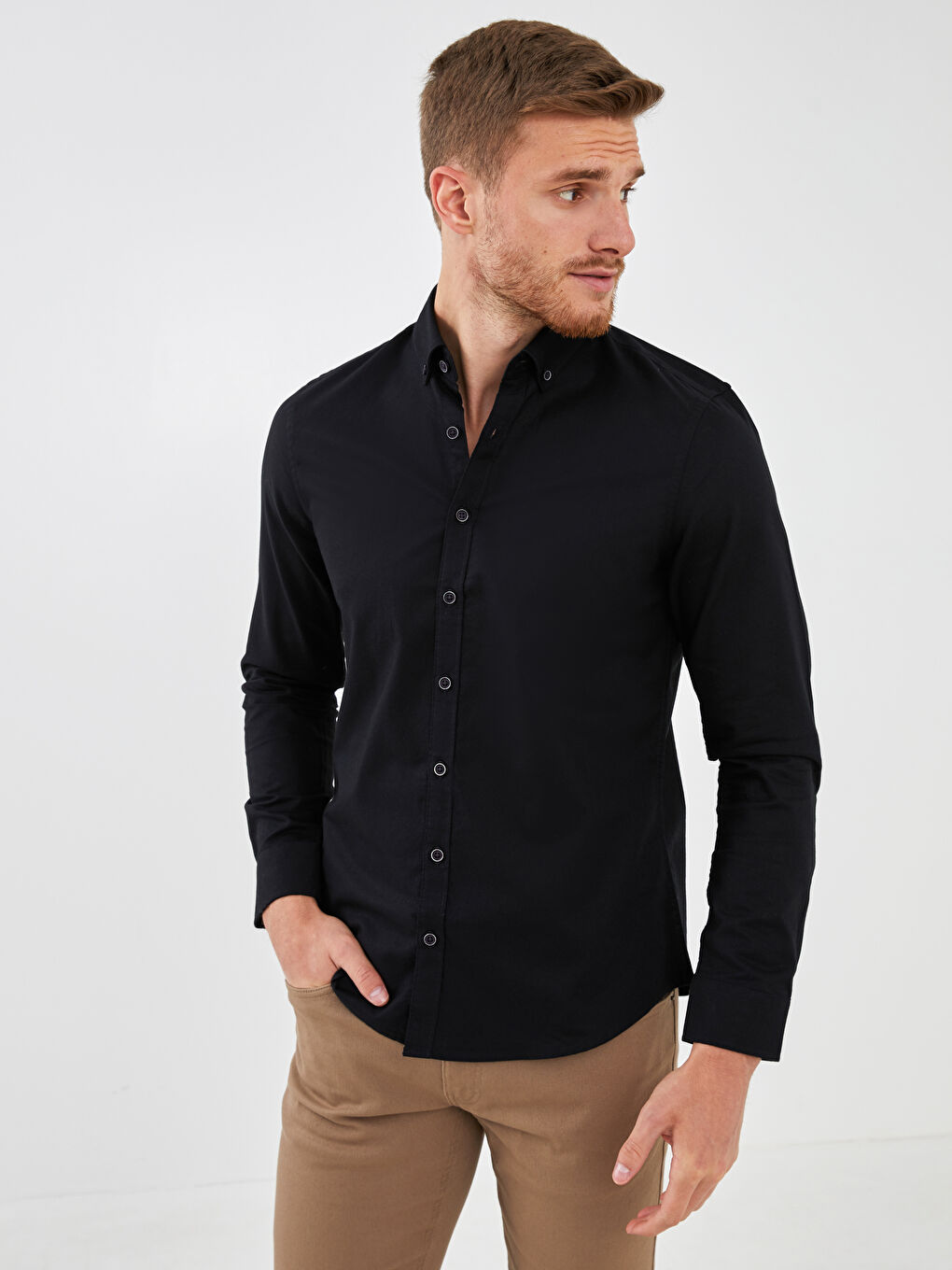 LCWAIKIKI Basic Slim Fit Long Sleeve Oxford Men's Shirt -W10880Z8-CVL