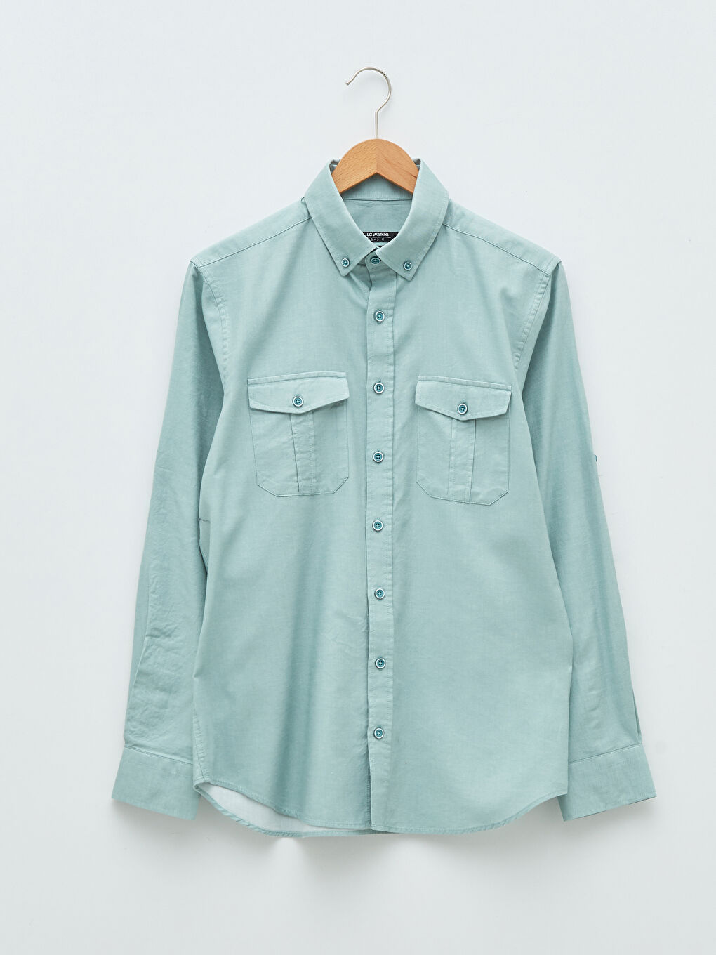 Chemise pour Hommes à Manches Longues en Gabardine Coupe Régulière-5