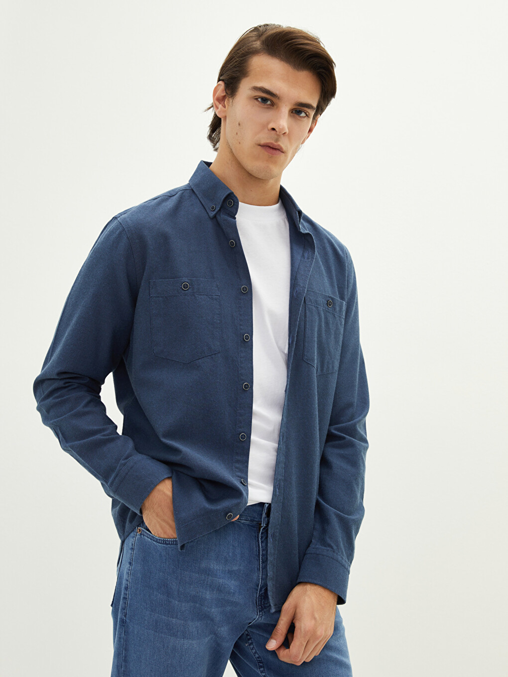 Regular Fit Long Sleeve Gabardine Men's Shirt-1