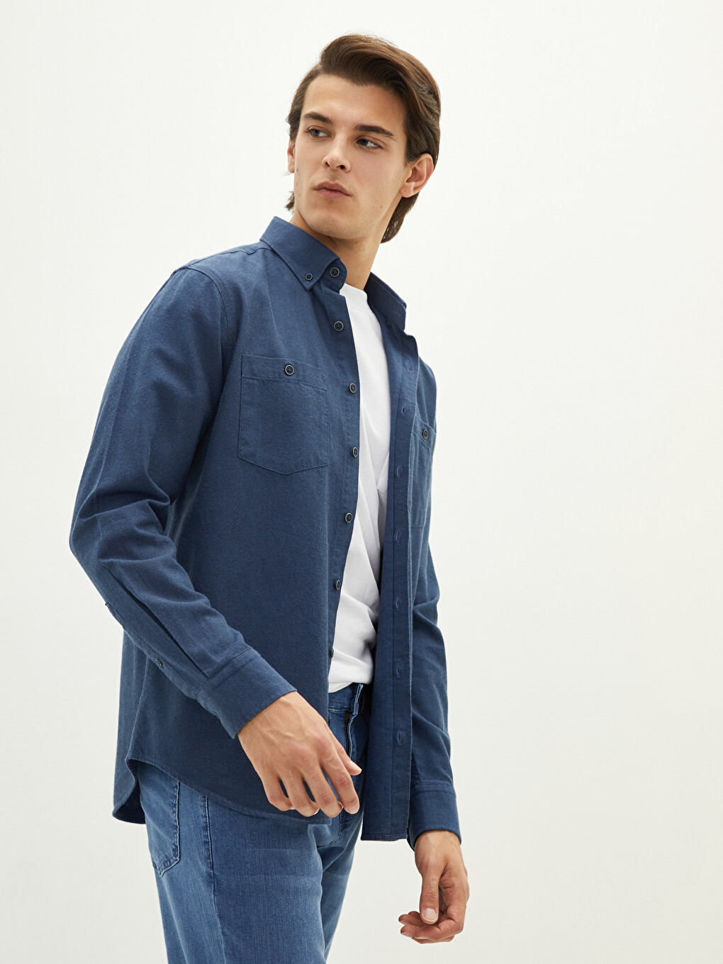Regular Fit Long Sleeve Gabardine Men's Shirt-2