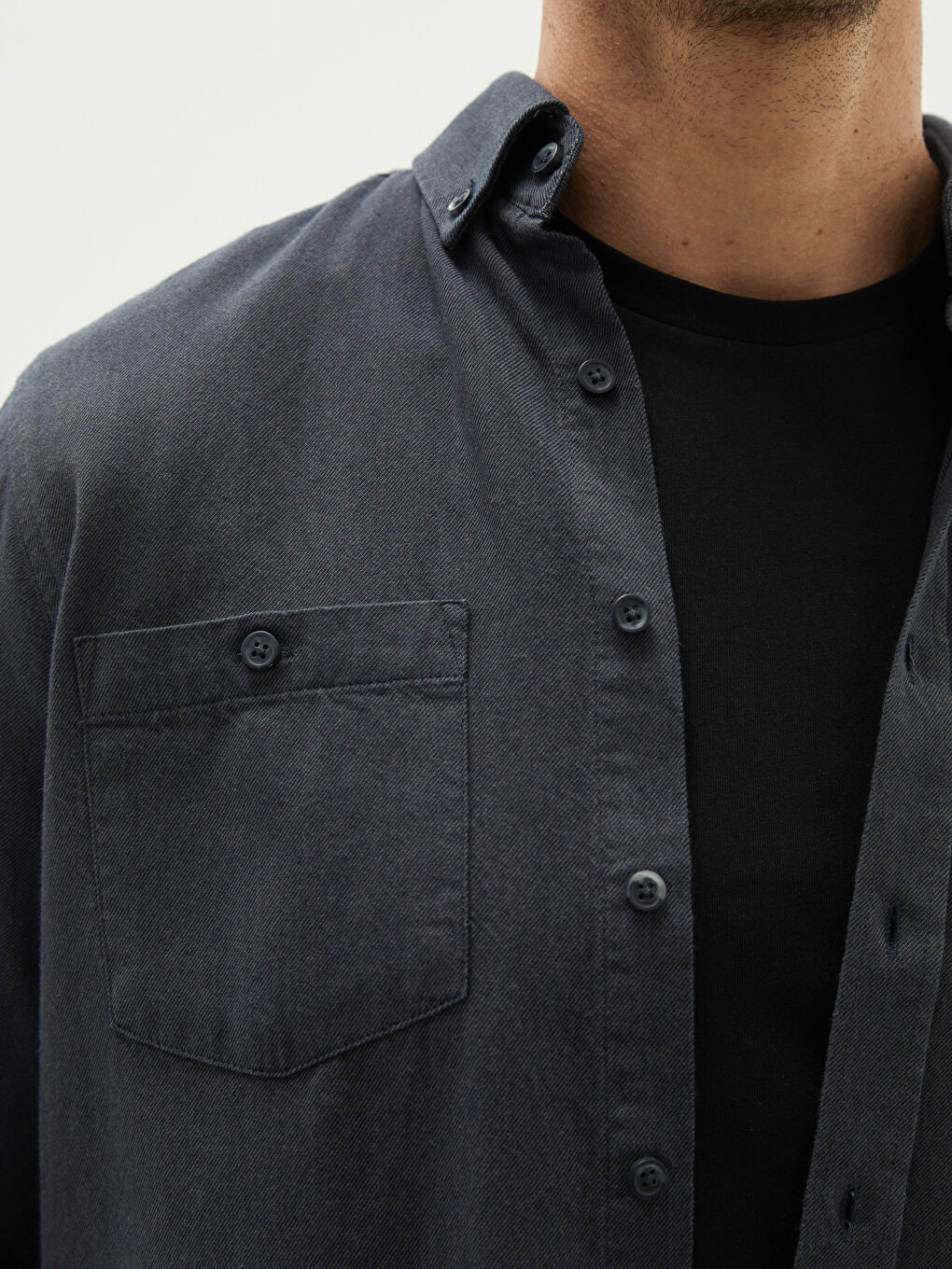Regular Fit Long Sleeve Gabardine Men's Shirt-3