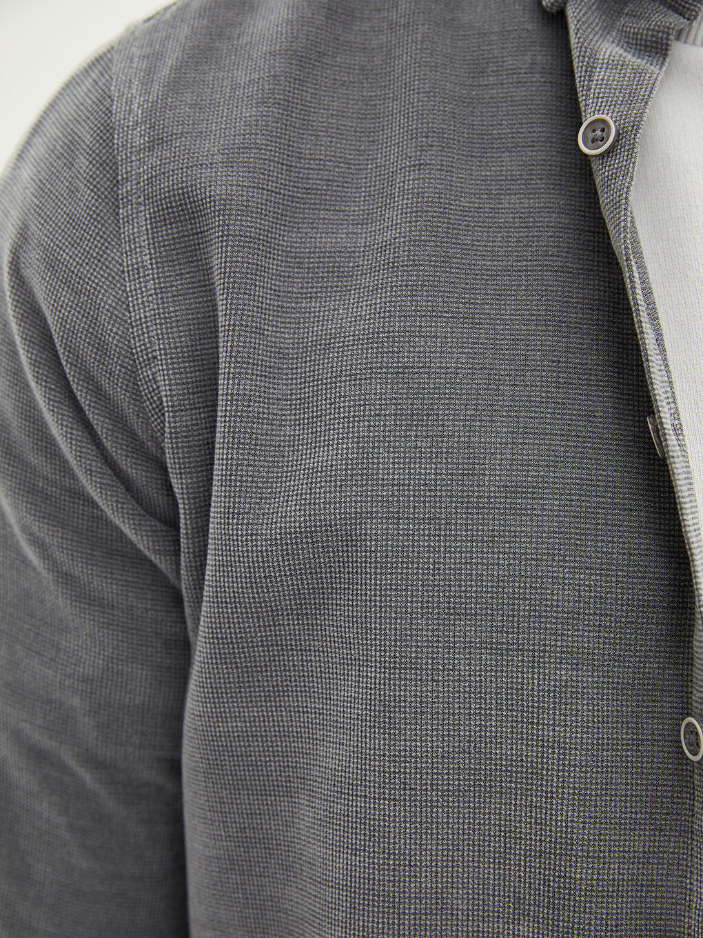 Gri Slim Fit Uzun Kollu Kadife Erkek Gömlek-2