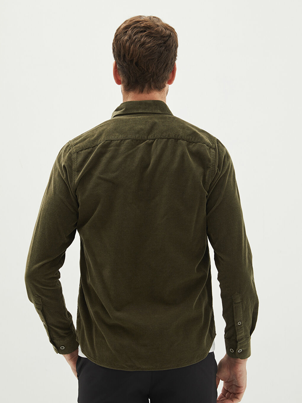 LCWAIKIKI Basic Slim Fit Uzun Kollu Kadife Erkek Gömlek -W10892Z8-LAV