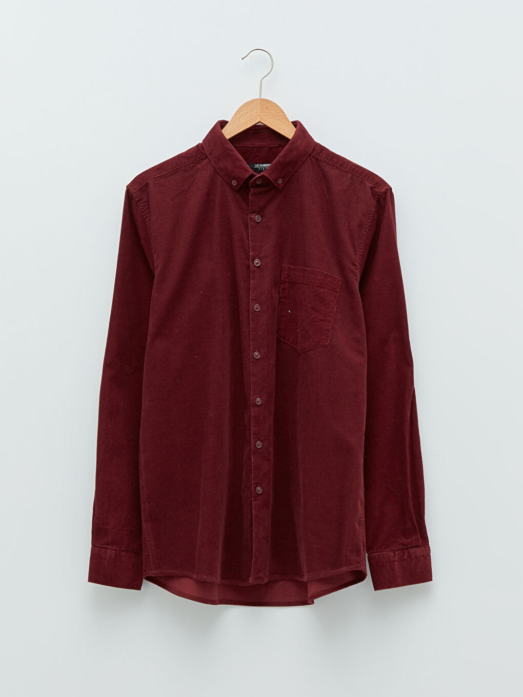 LCWAIKIKI Basic Bordo Regular Fit Uzun Kollu Kadife Erkek Gömlek - 5