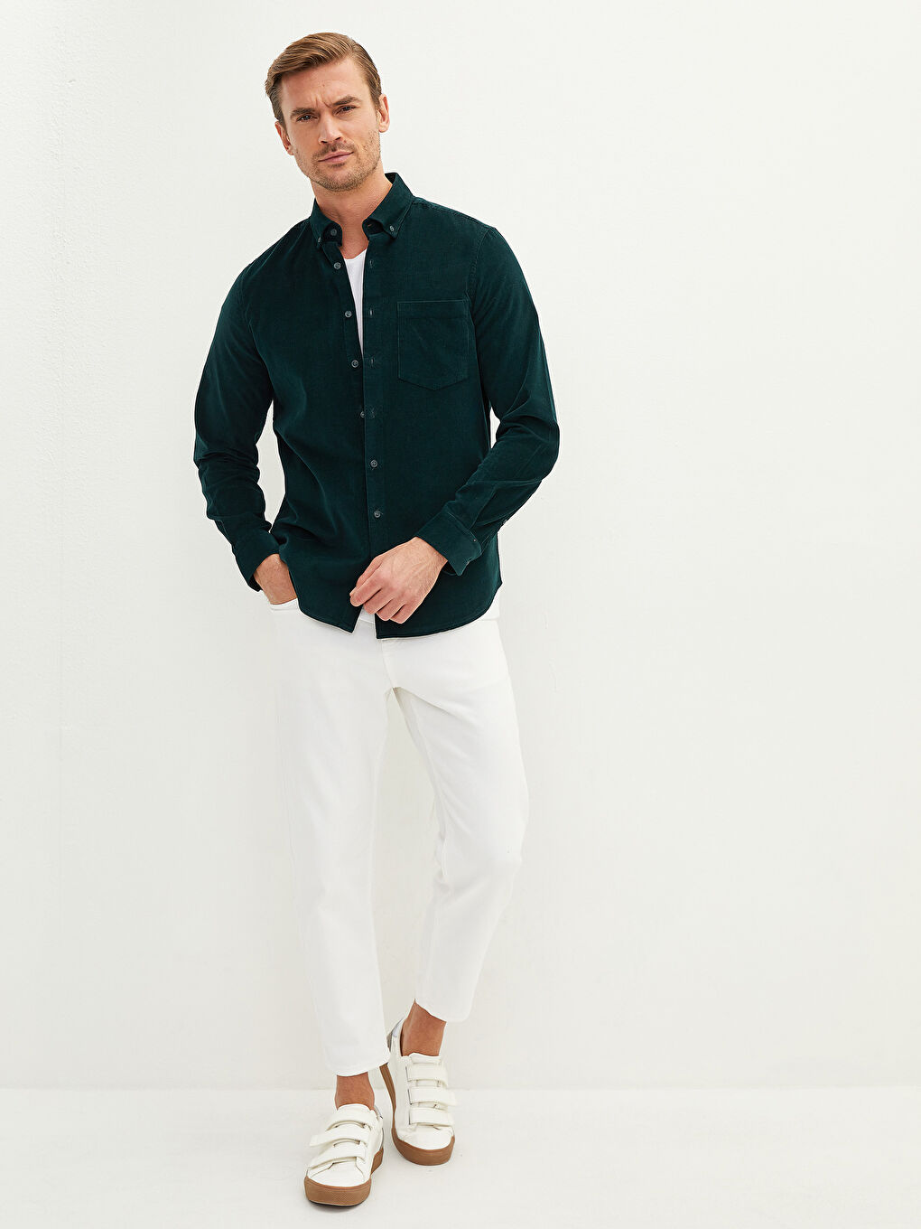 Regular Fit Long Sleeve Velvet Men's Shirt-3