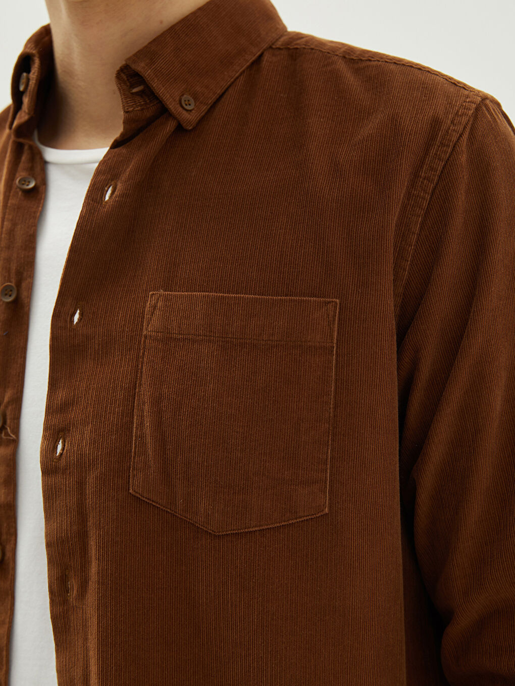 Regular Fit Long Sleeve Velvet Men's Shirt-3