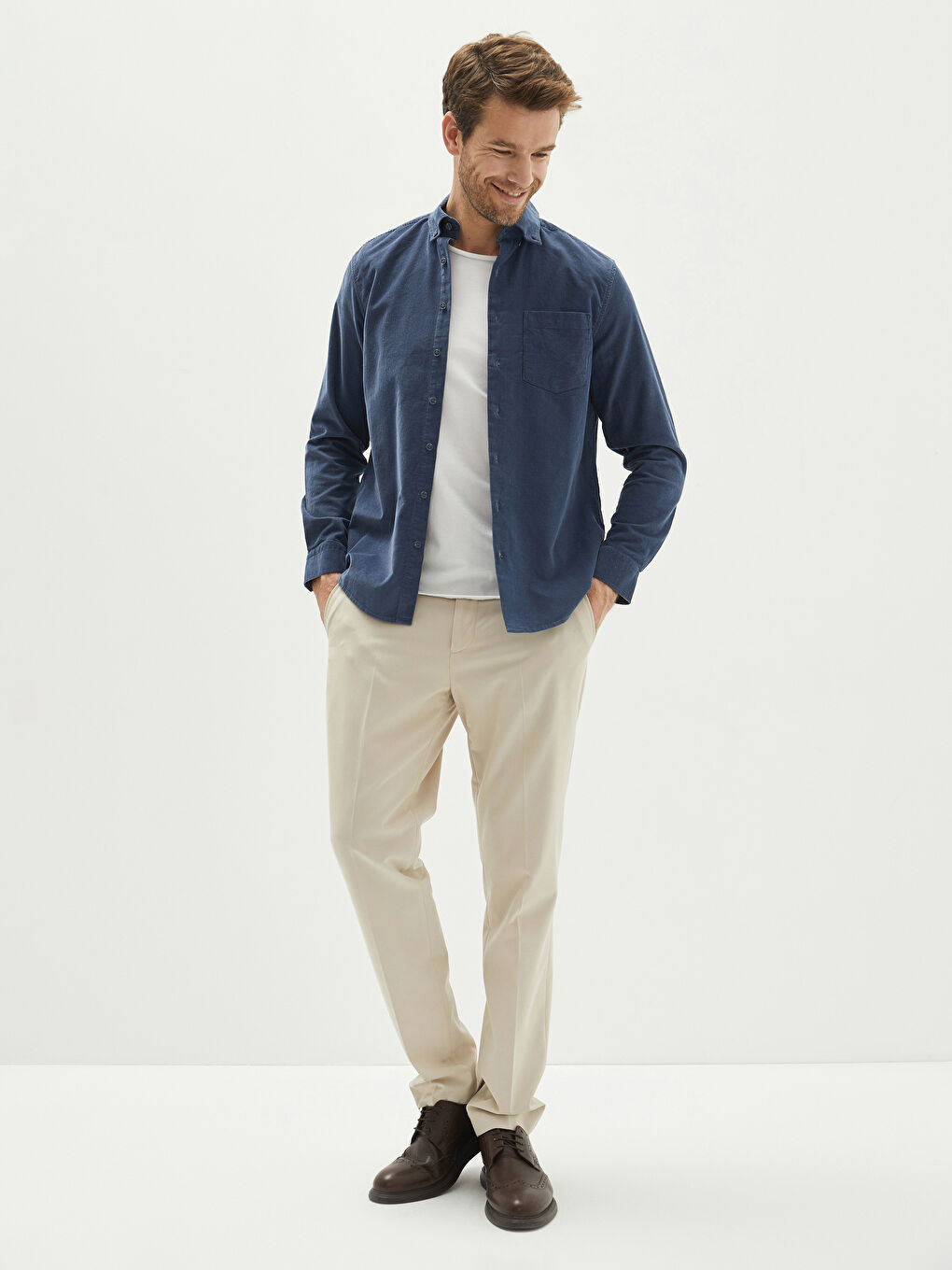 Regular Fit Long Sleeve Velvet Men's Shirt-2