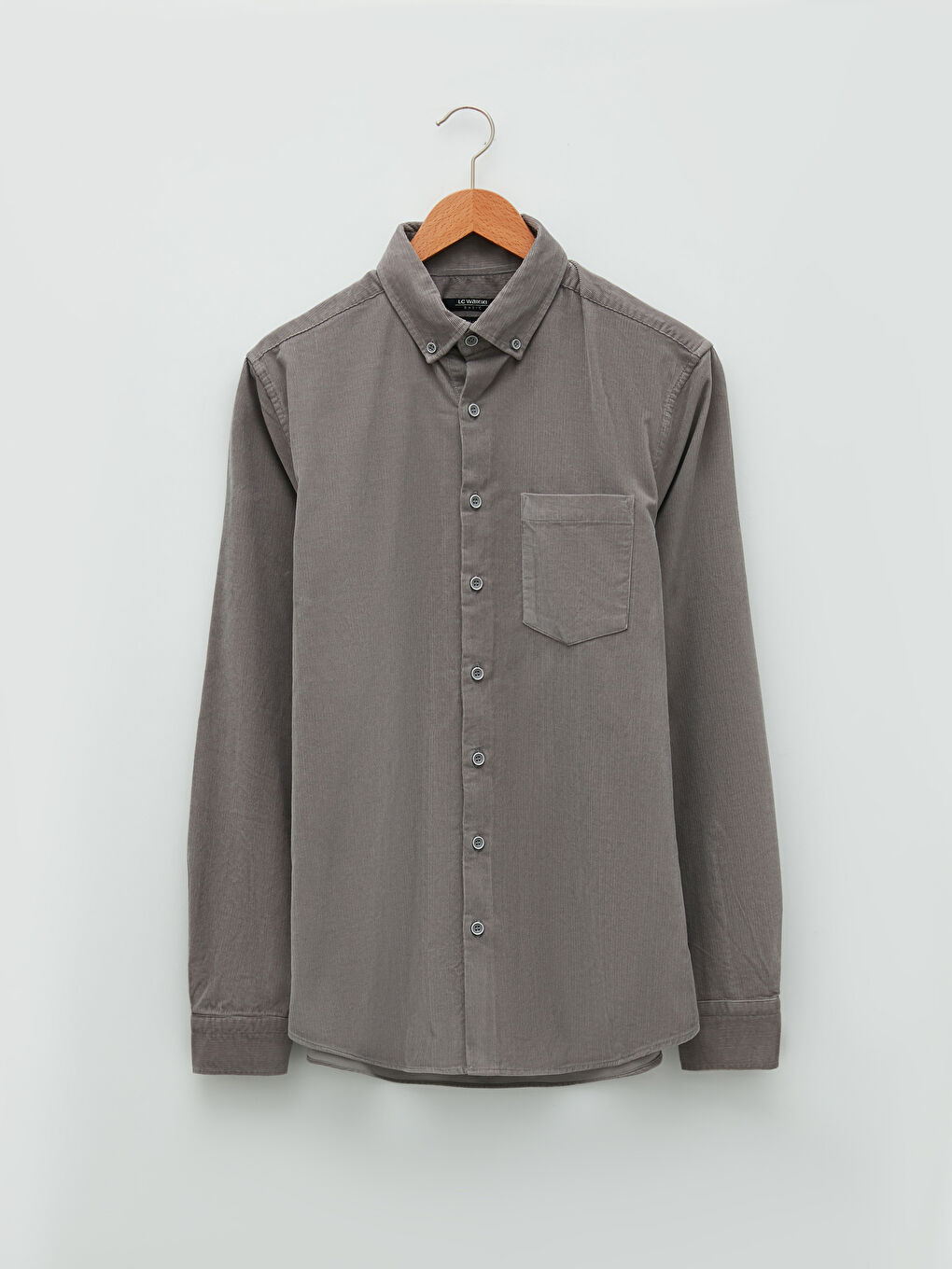 LCWAIKIKI Basic Regular Fit Long Sleeve Velvet Men's Shirt -W10893Z8-JVC