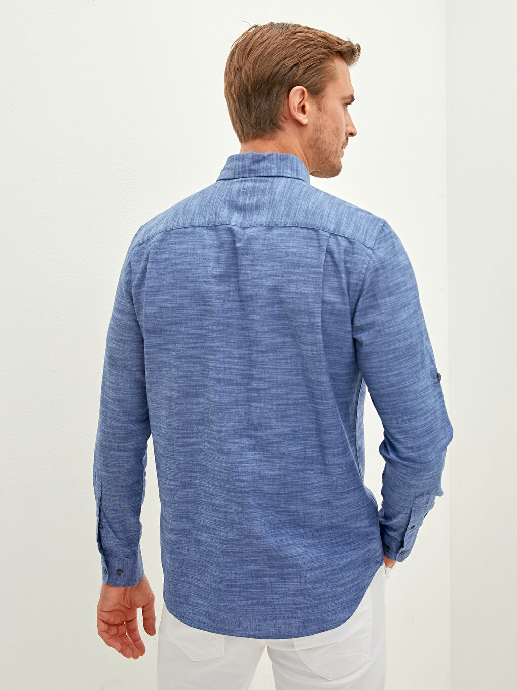 Рубашка Мужская Поплиновая Узорчатая С Длинным Рукавом Стандартного Кроя-4