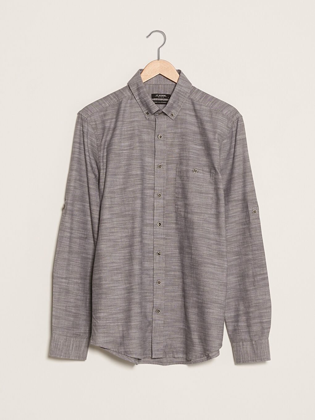 LCWAIKIKI Basic Regular Fit Long Sleeve Patterned Poplin Men's Shirt -W10894Z8-CWN