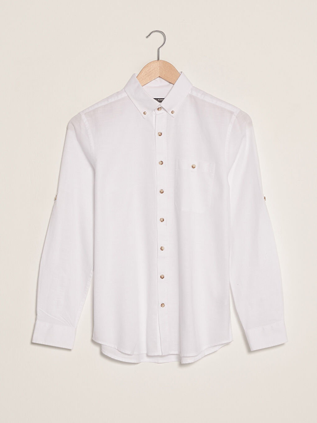 Beyaz Regular Fit Uzun Kollu Desenli Poplin Erkek Gömlek-5