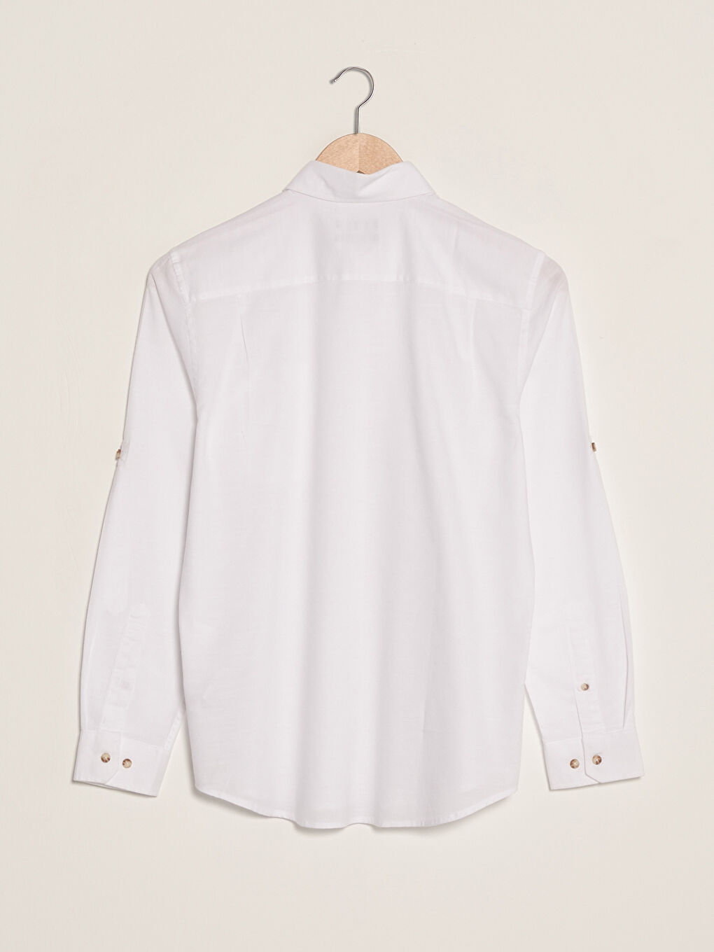 Beyaz Regular Fit Uzun Kollu Desenli Poplin Erkek Gömlek-6