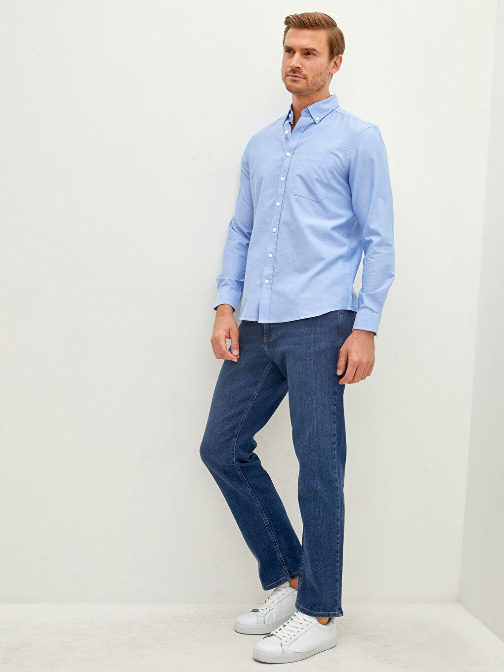 LCWAIKIKI Basic Regular Fit Long Sleeve Oxford Men's Shirt -W10896Z8-CTD