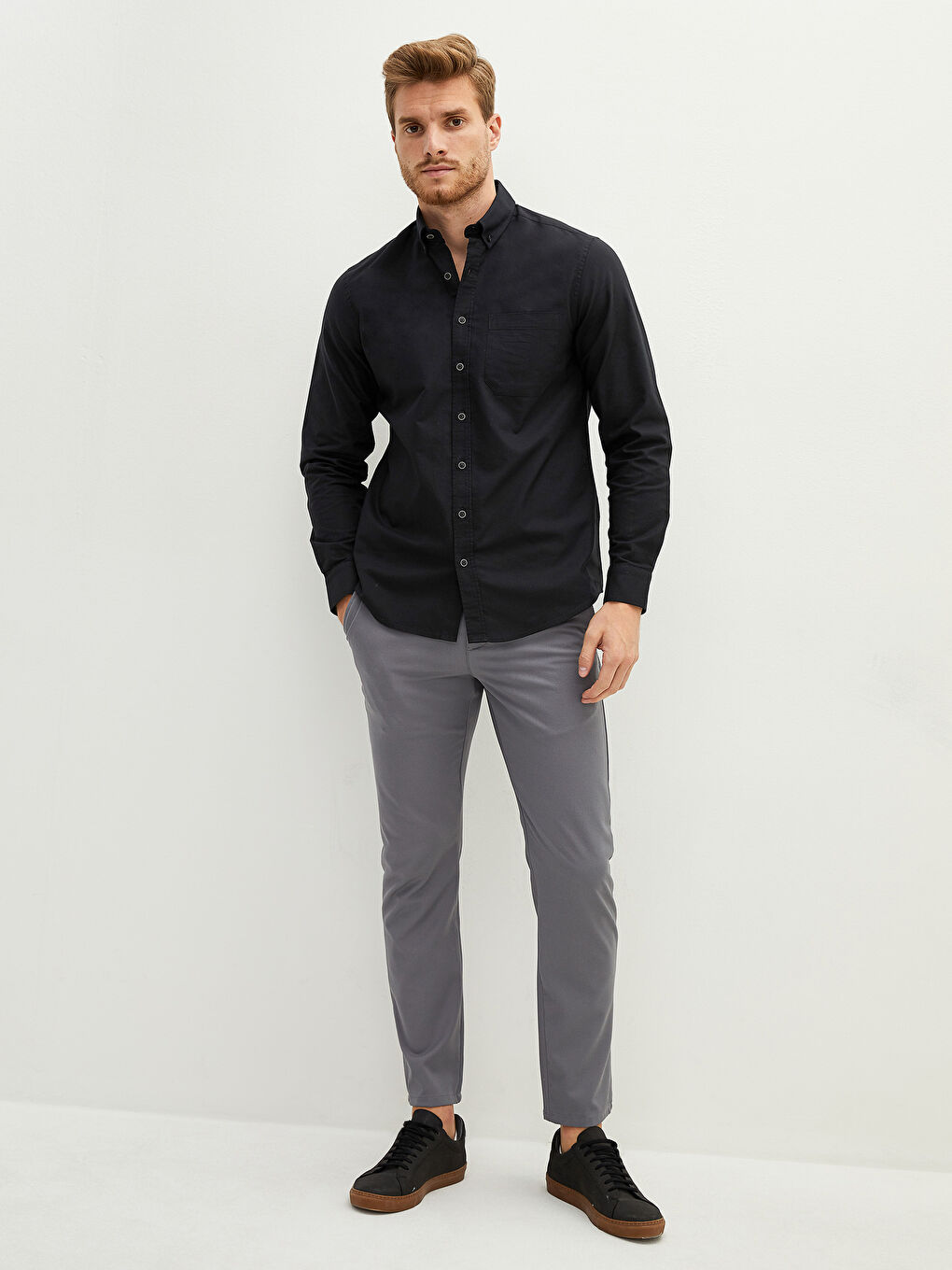 Chemise Oxford à Manches Longues pour Hommes Coupe Régulière-3