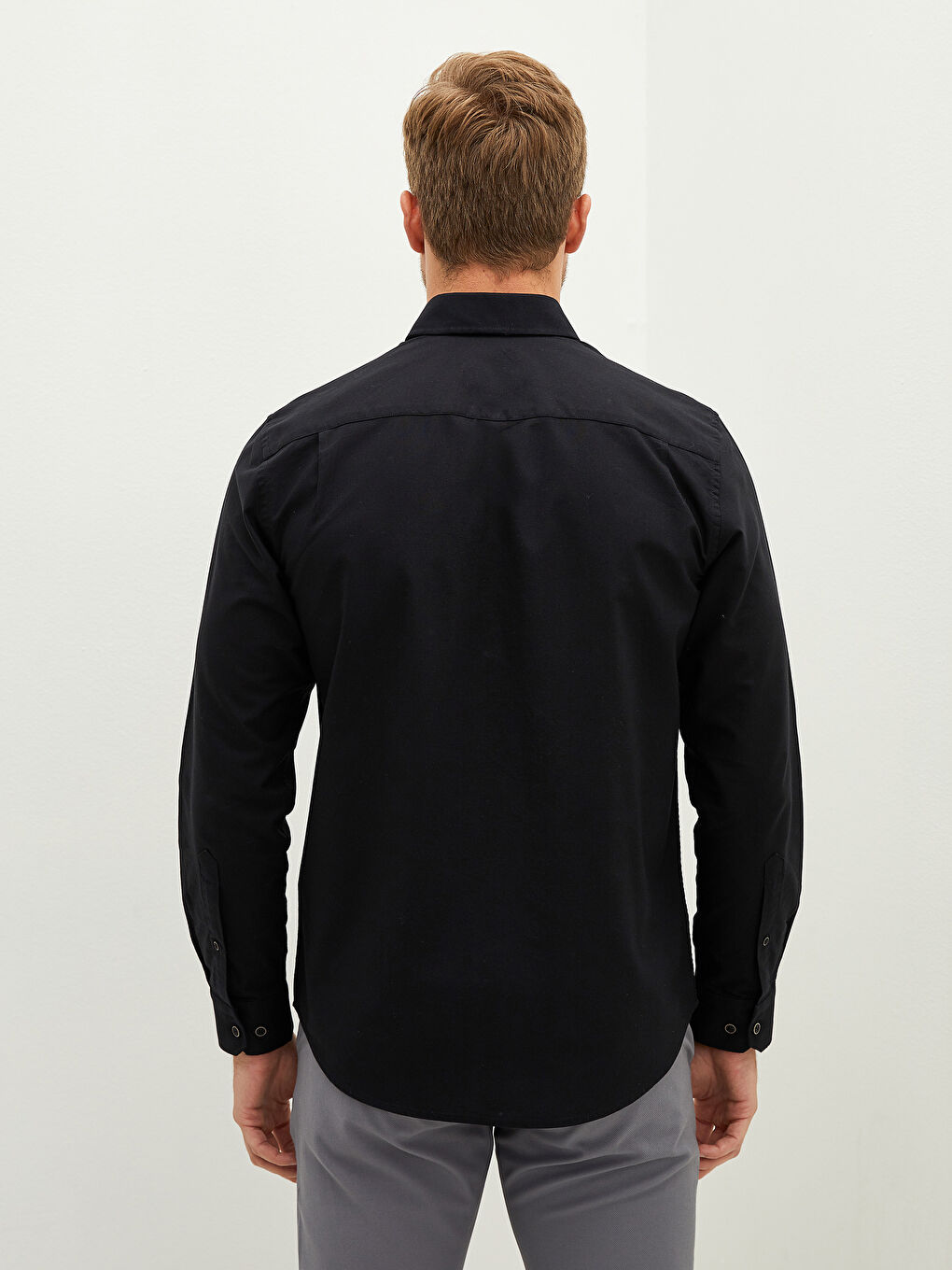 Chemise Oxford à Manches Longues pour Hommes Coupe Régulière-4