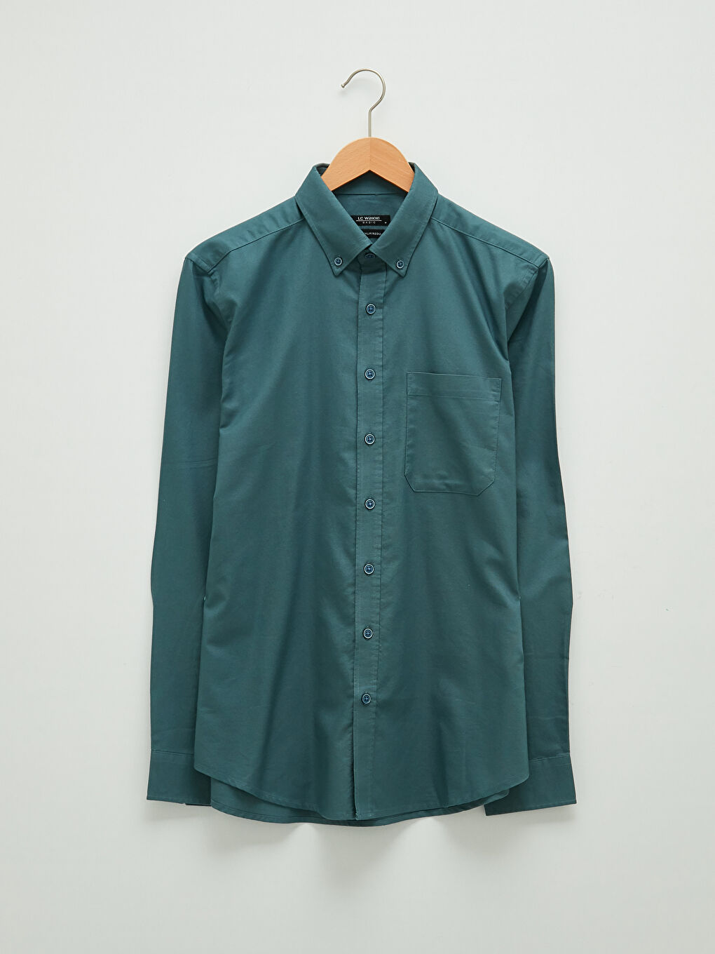 Yeşil Regular Fit Uzun Kollu Oxford Erkek Gömlek-5