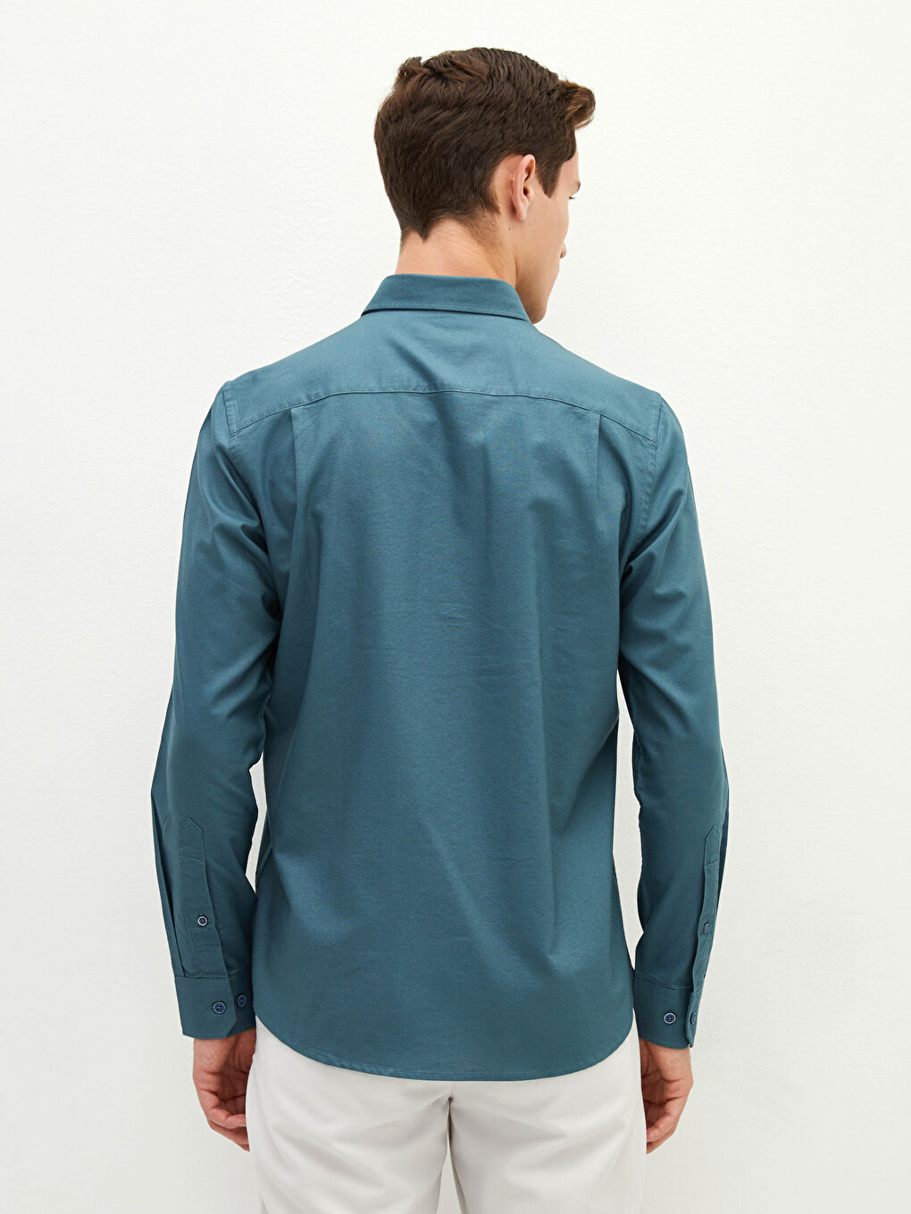 Yeşil Regular Fit Uzun Kollu Oxford Erkek Gömlek-4