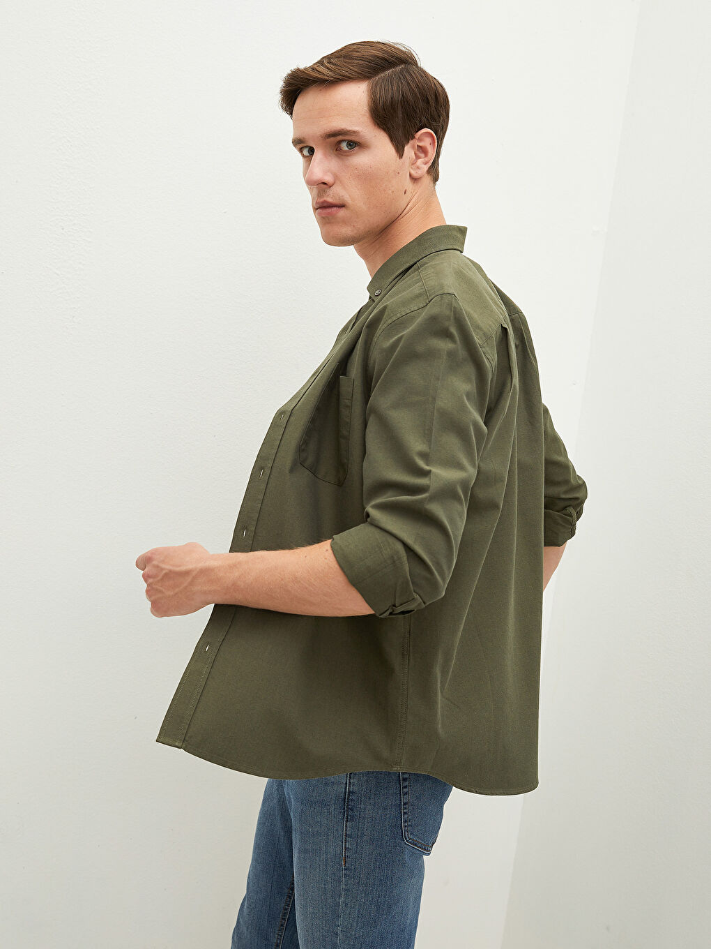 Chemise Oxford à Manches Longues pour Hommes Coupe Régulière-4