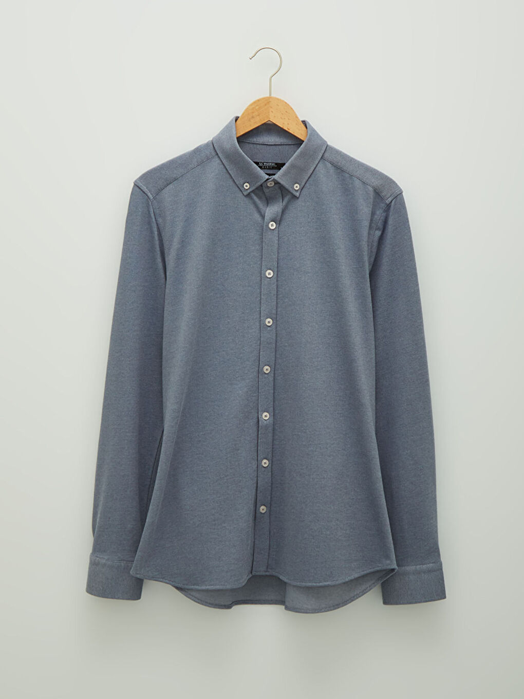 LCWAIKIKI Basic Slim Fit Uzun Kollu Örme Erkek Gömlek -W10910Z8-CS6
