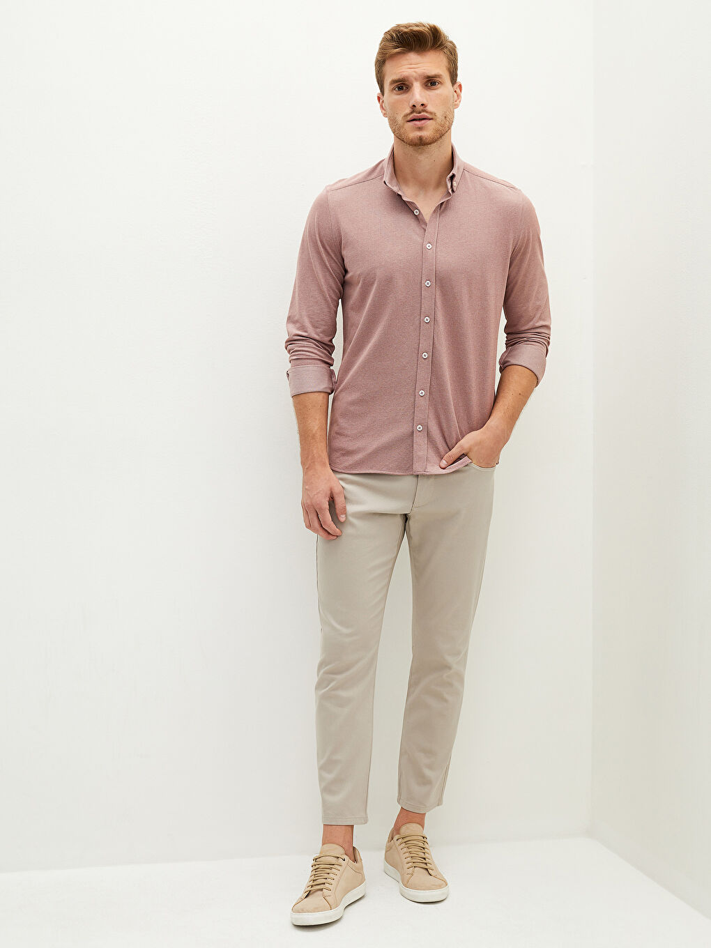 قميص رجالي محبوك بأكمام طويلة وقصة ضيقة-4