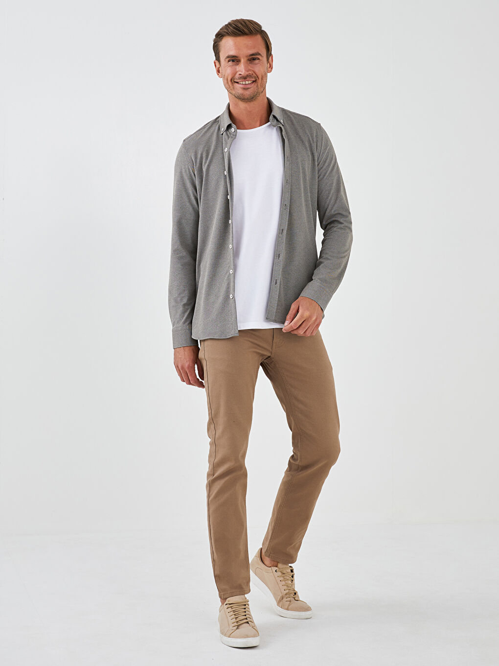 LCWAIKIKI Basic Slim Fit Long Sleeve Knitted Men's Shirt -W10910Z8-RNU