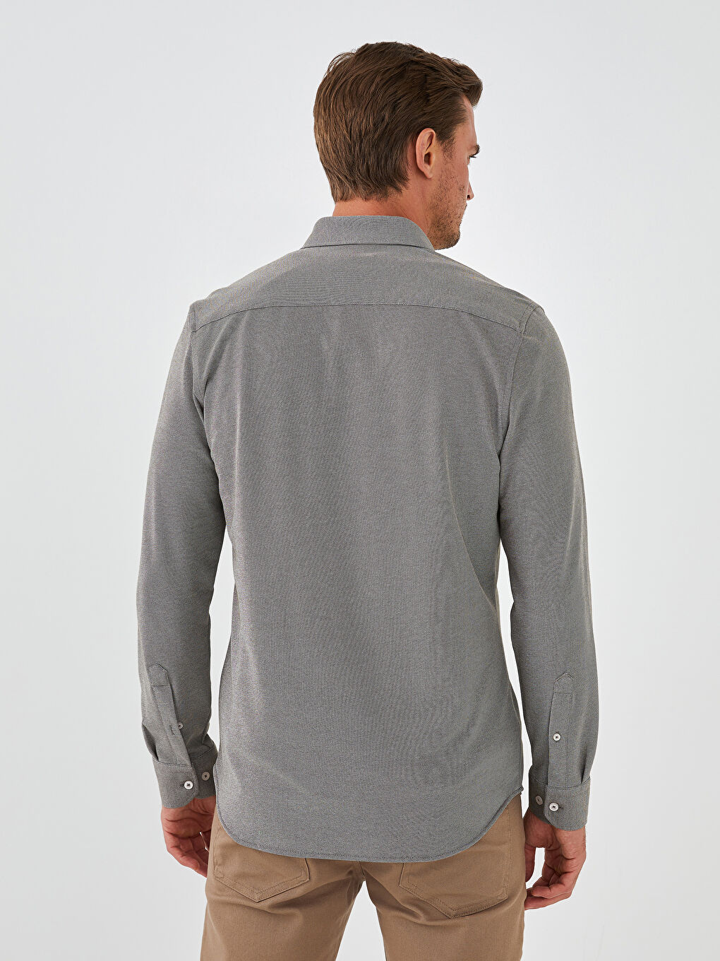 LCWAIKIKI Basic Slim Fit Long Sleeve Knitted Men's Shirt -W10910Z8-RNU