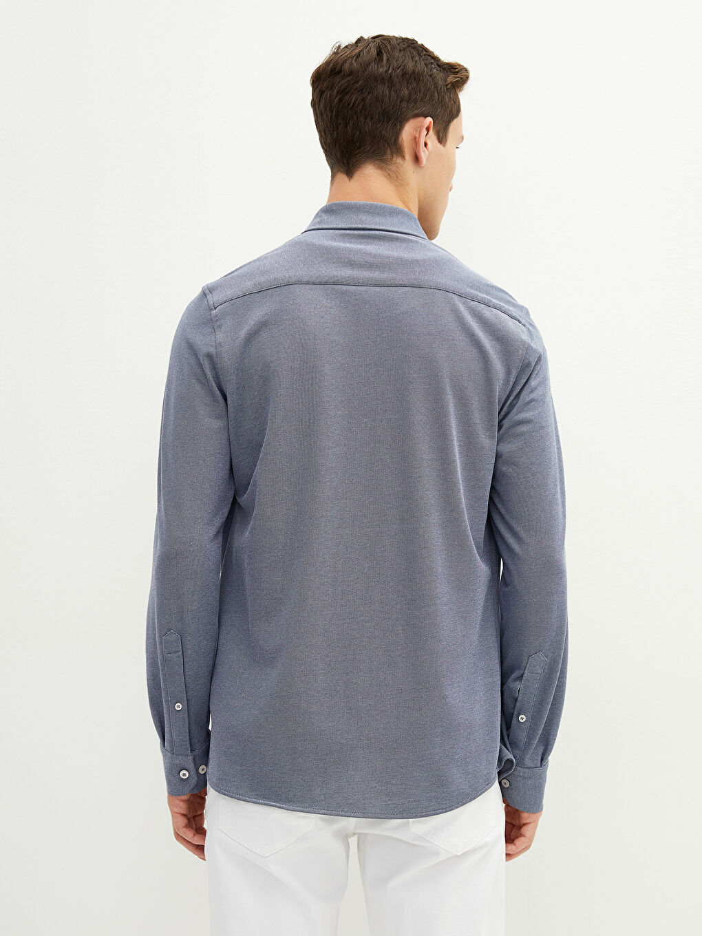 LCWAIKIKI Basic Slim Fit Uzun Kollu Örme Erkek Gömlek -W10910Z8-CS6