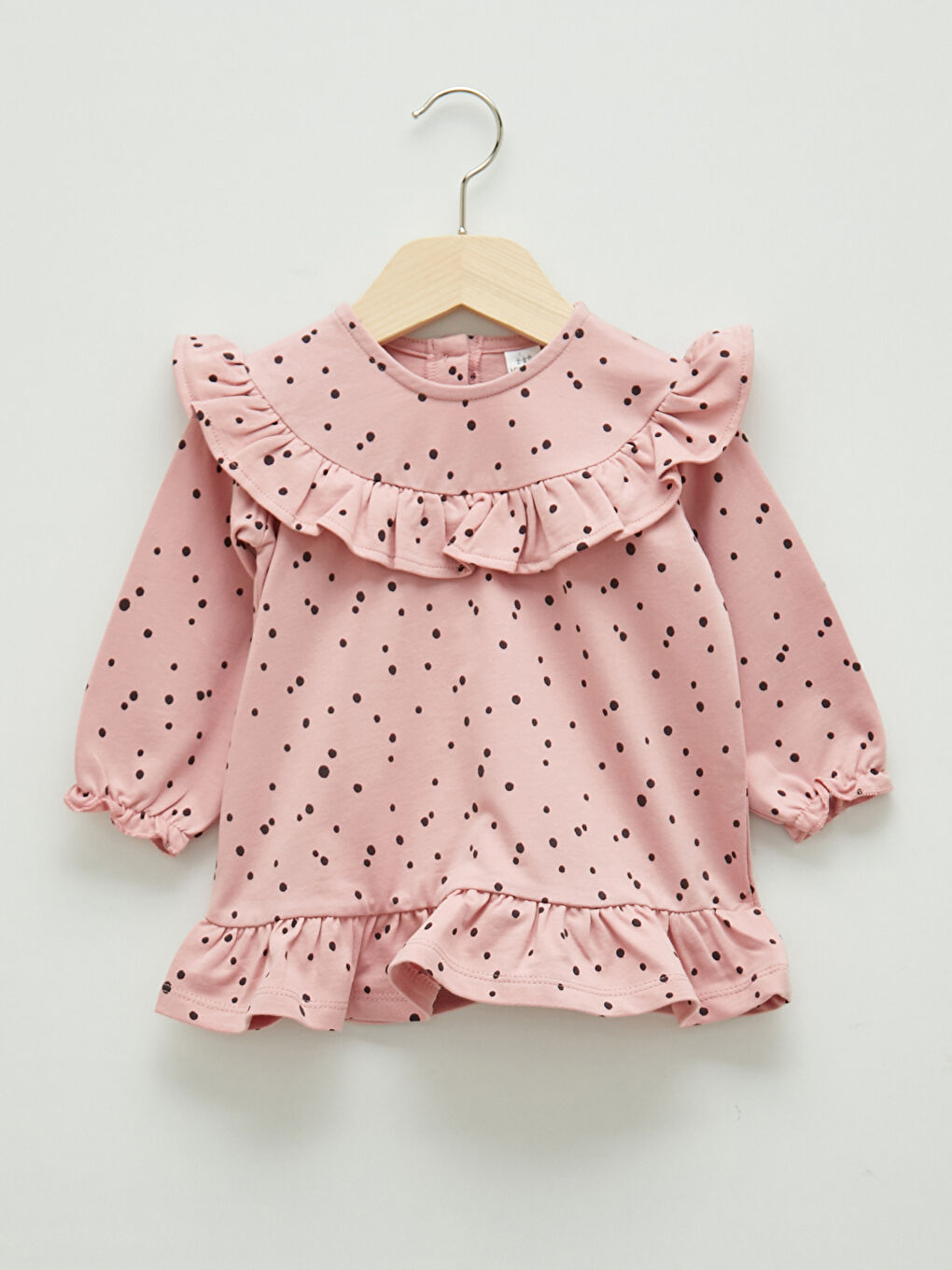 Crew Neck Long Sleeve Printed Baby Girls' Dress