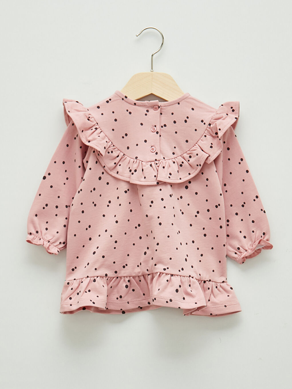 Crew Neck Long Sleeve Printed Baby Girls' Dress-1