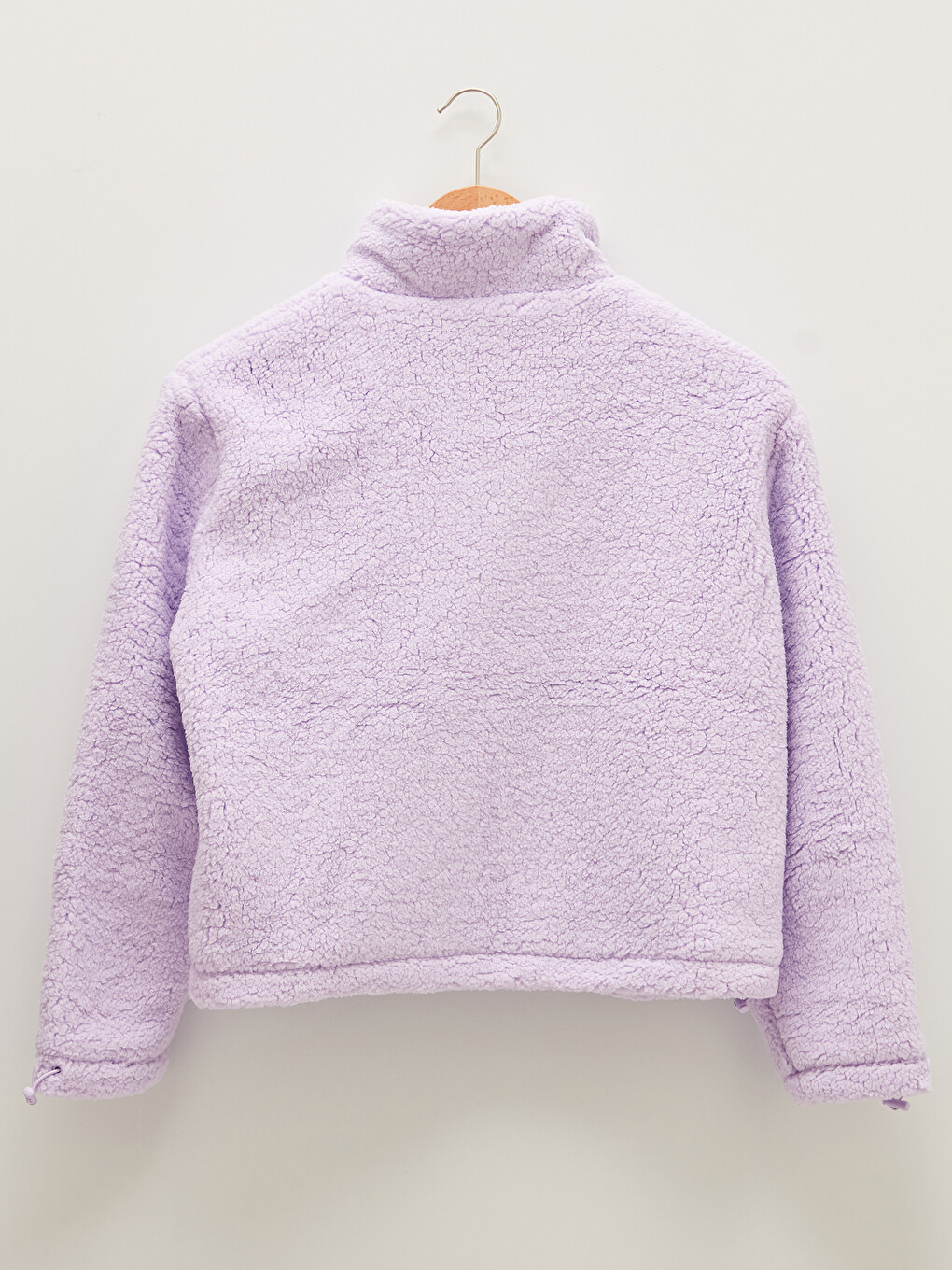 Stand Collar Straight Pocket Detailed Plush Women's Coat-8