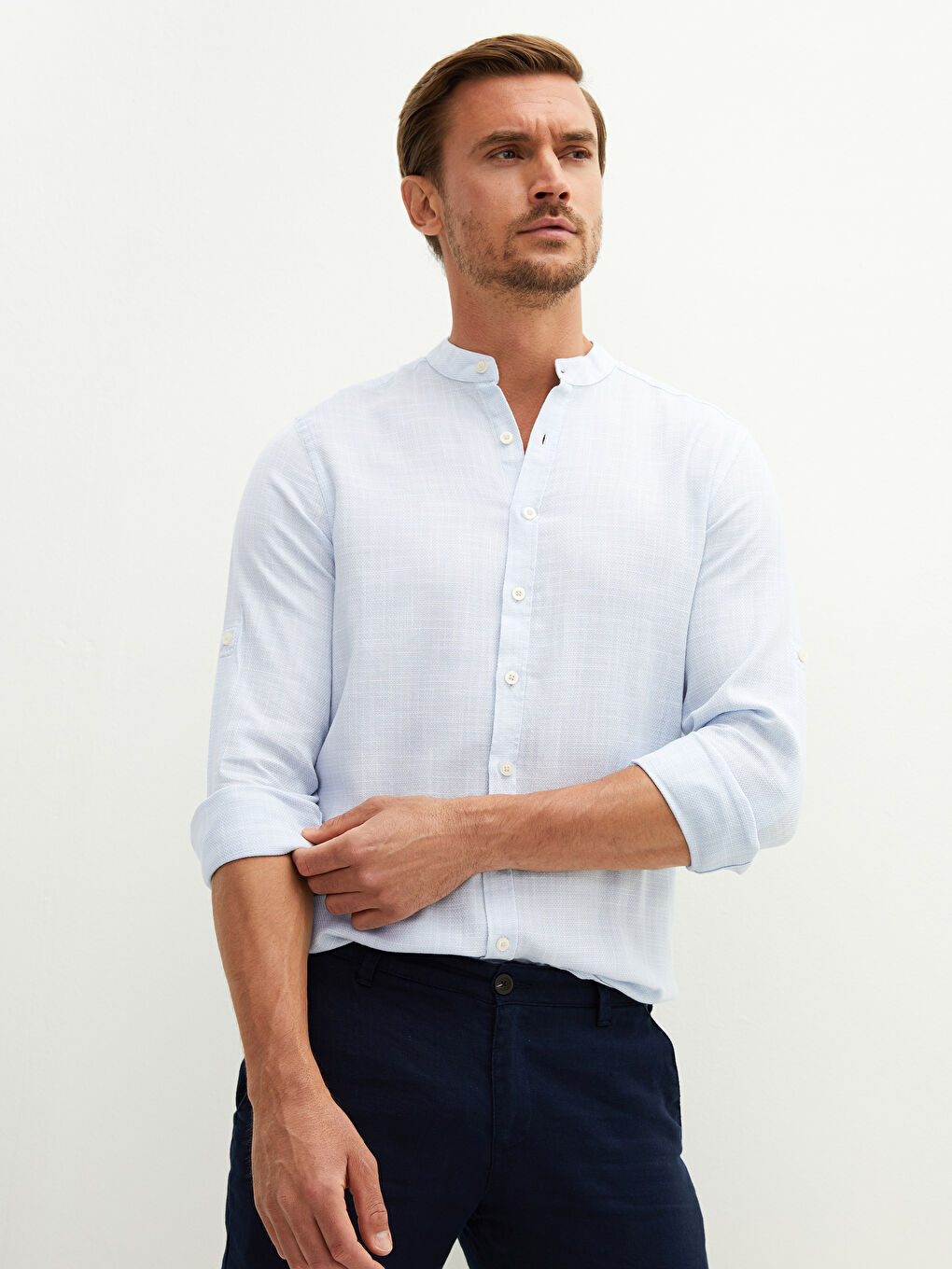 Mavi Slim Fit Hakim Yaka Uzun Kollu Poplin Erkek Gömlek-2