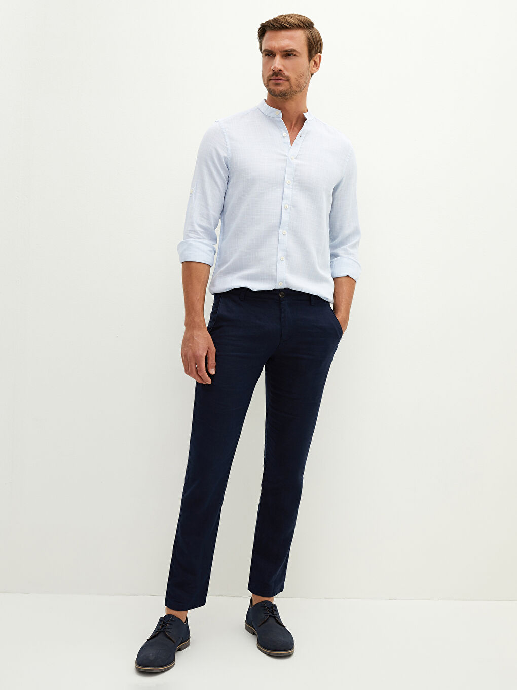 Mavi Slim Fit Hakim Yaka Uzun Kollu Poplin Erkek Gömlek-4