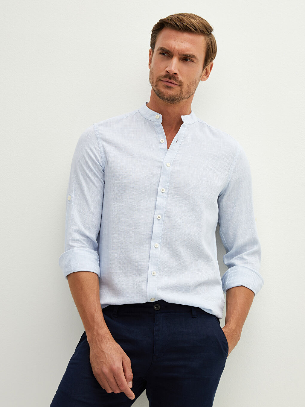 Mavi Slim Fit Hakim Yaka Uzun Kollu Poplin Erkek Gömlek