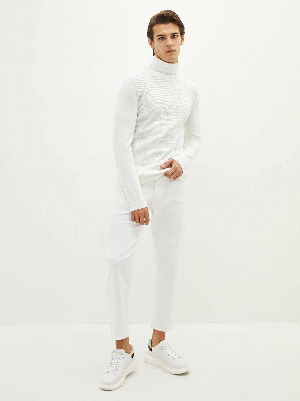 Turtleneck Long Sleeve Thin Men's Tricot Sweater-2