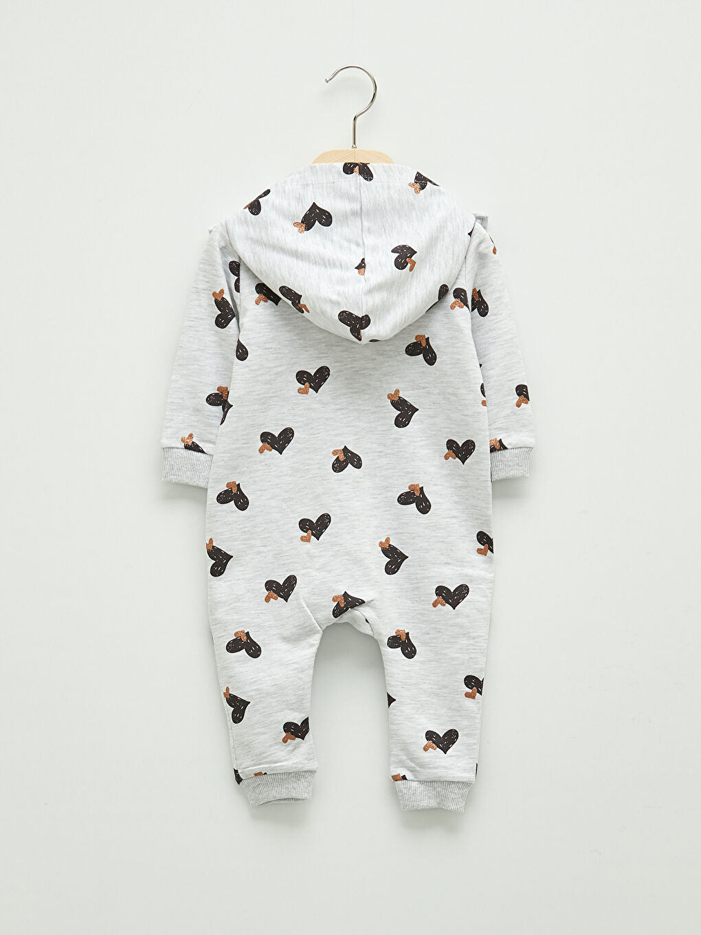 LCW baby Hooded Long Sleeve Printed Baby Girl Zipper Jumpsuit -W11033Z1-LRV
