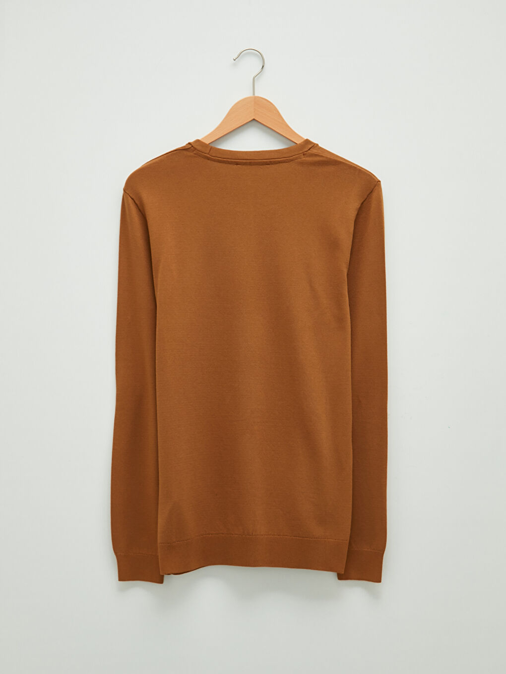 Bej Bisiklet Yaka Uzun Kollu İnce Erkek Triko Kazak-6