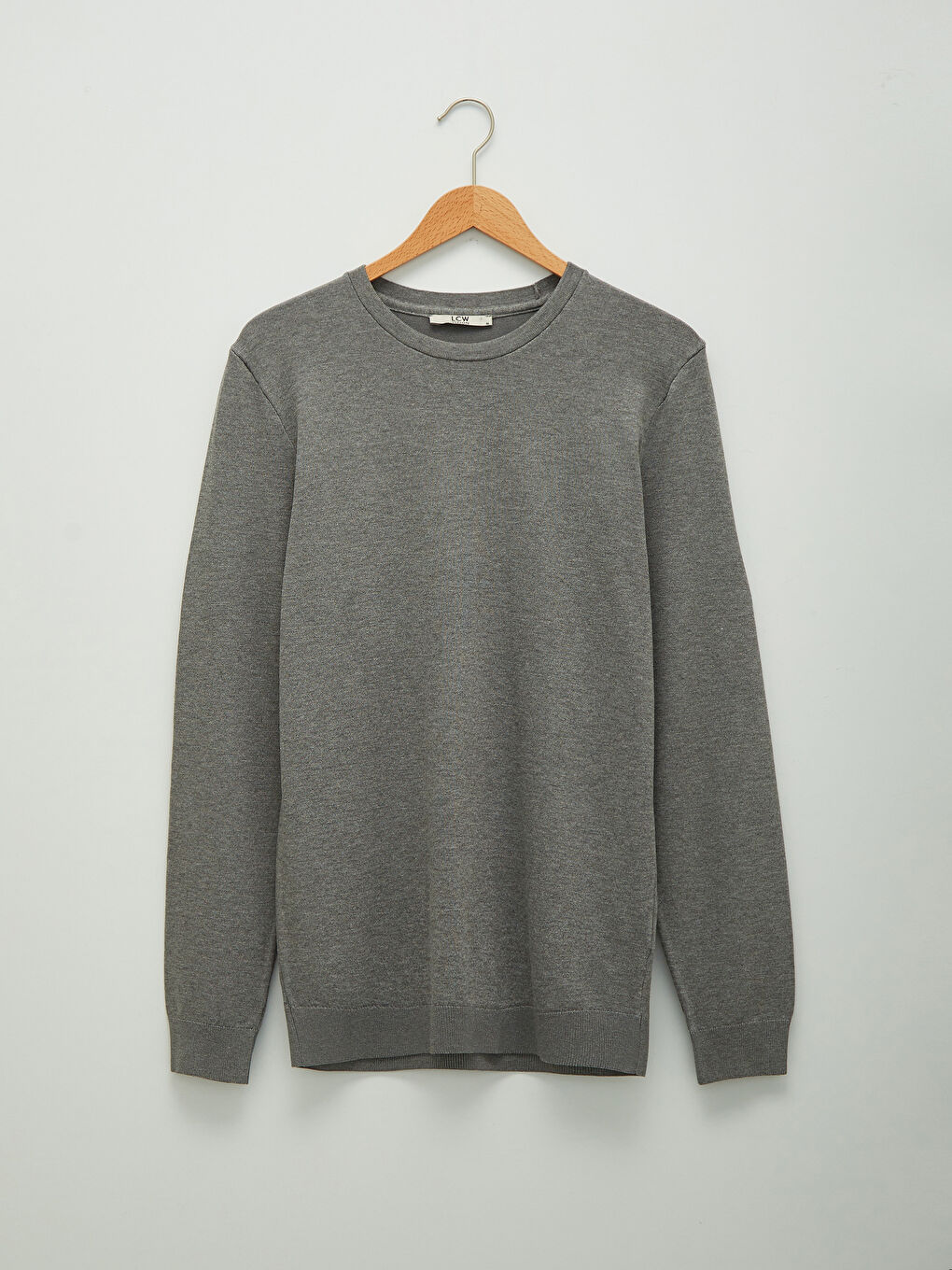 Gri Bisiklet Yaka Uzun Kollu İnce Erkek Triko Kazak-7