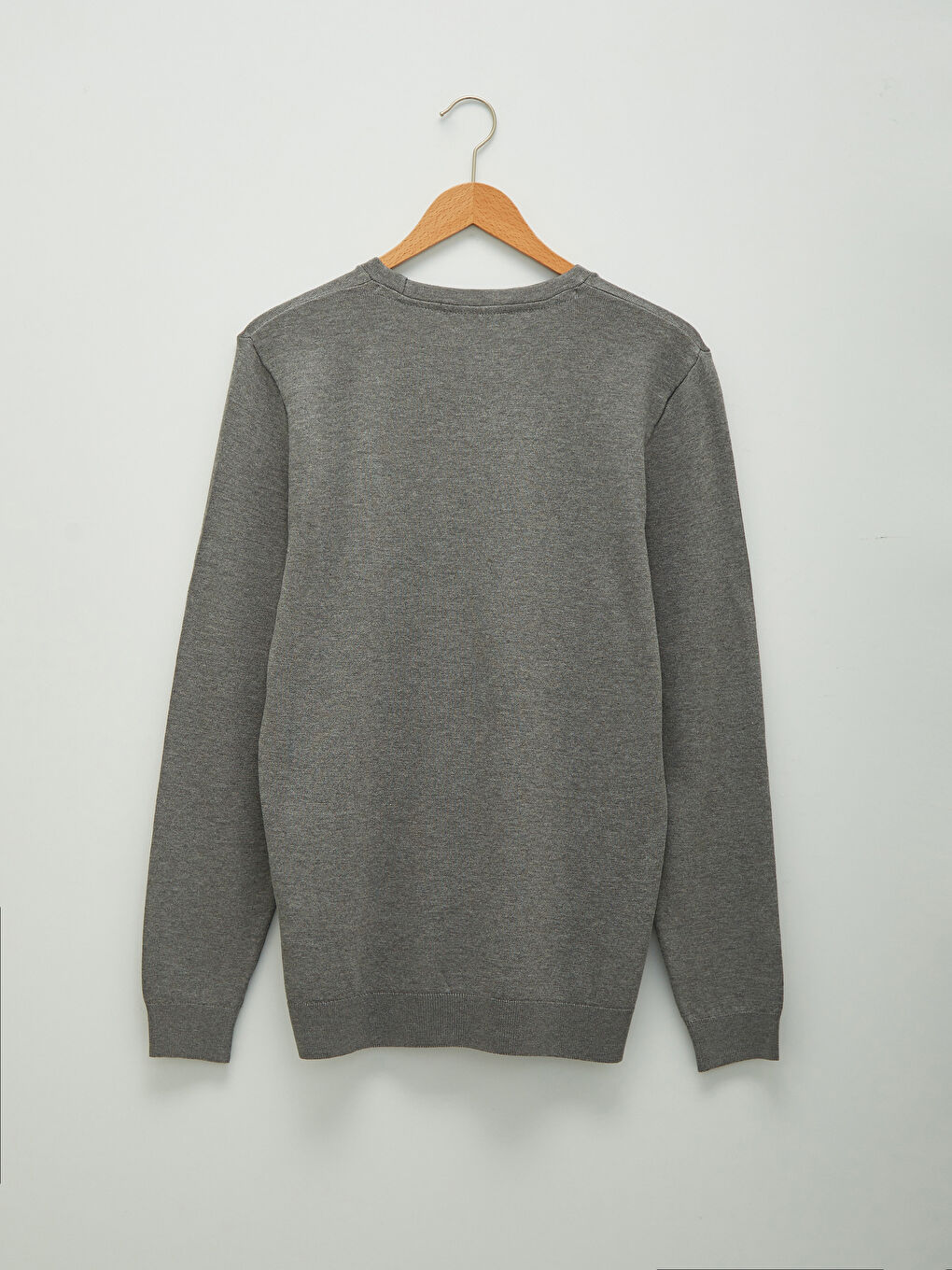 Gri Bisiklet Yaka Uzun Kollu İnce Erkek Triko Kazak-6