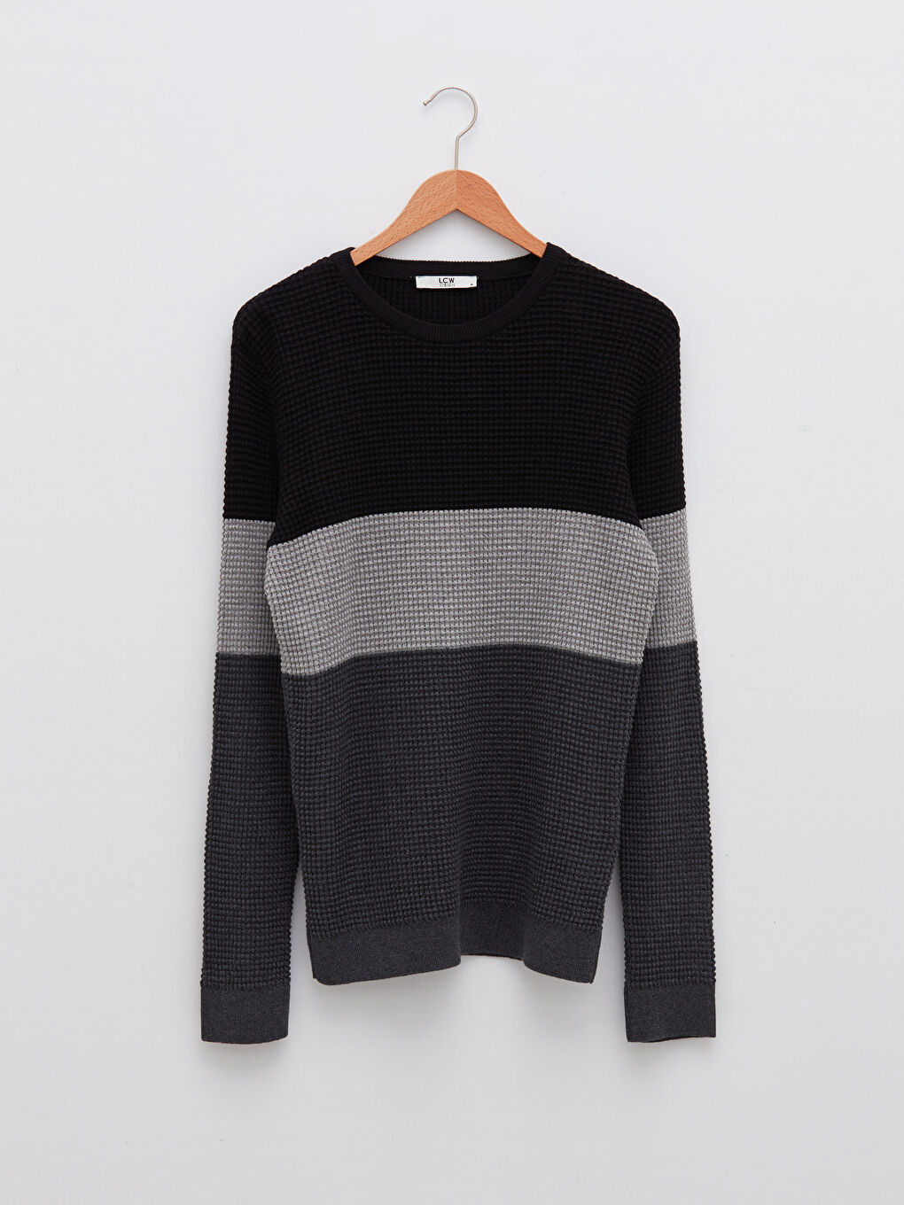 Bisiklet Yaka Uzun Kollu Çizgili İnce Erkek Triko Kazak-5