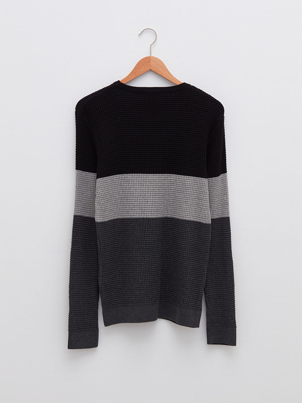 Bisiklet Yaka Uzun Kollu Çizgili İnce Erkek Triko Kazak-6