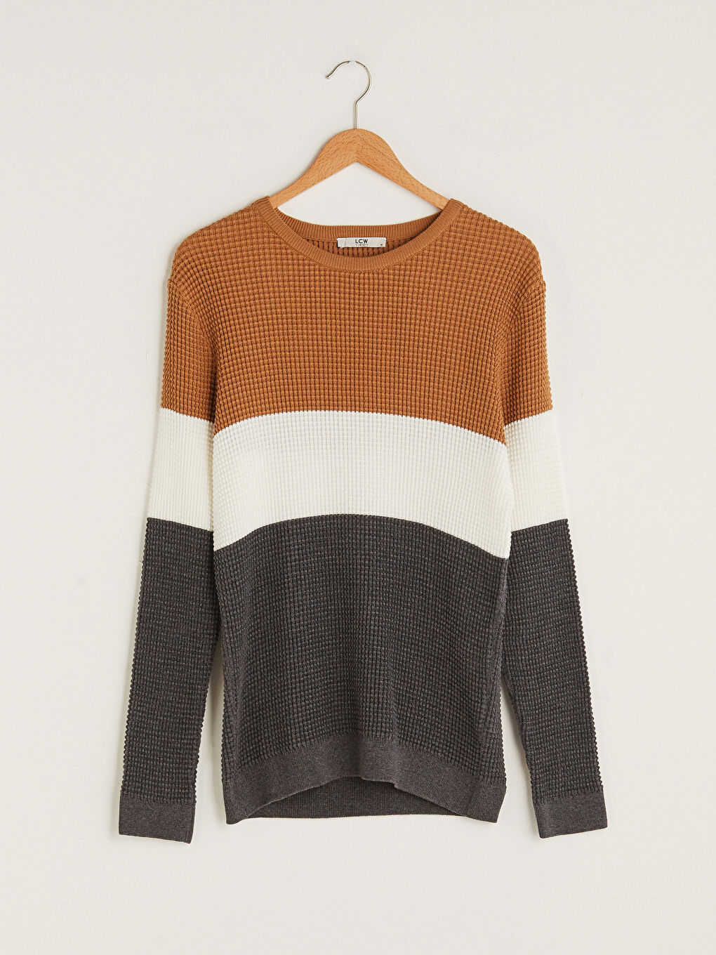 Crew Neck Long Sleeve Striped Slim Men's Knitwear Sweater-6