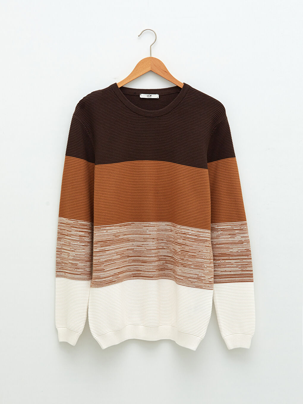 Crew Neck Long Sleeve Color Block Men's Knitwear Sweater-5