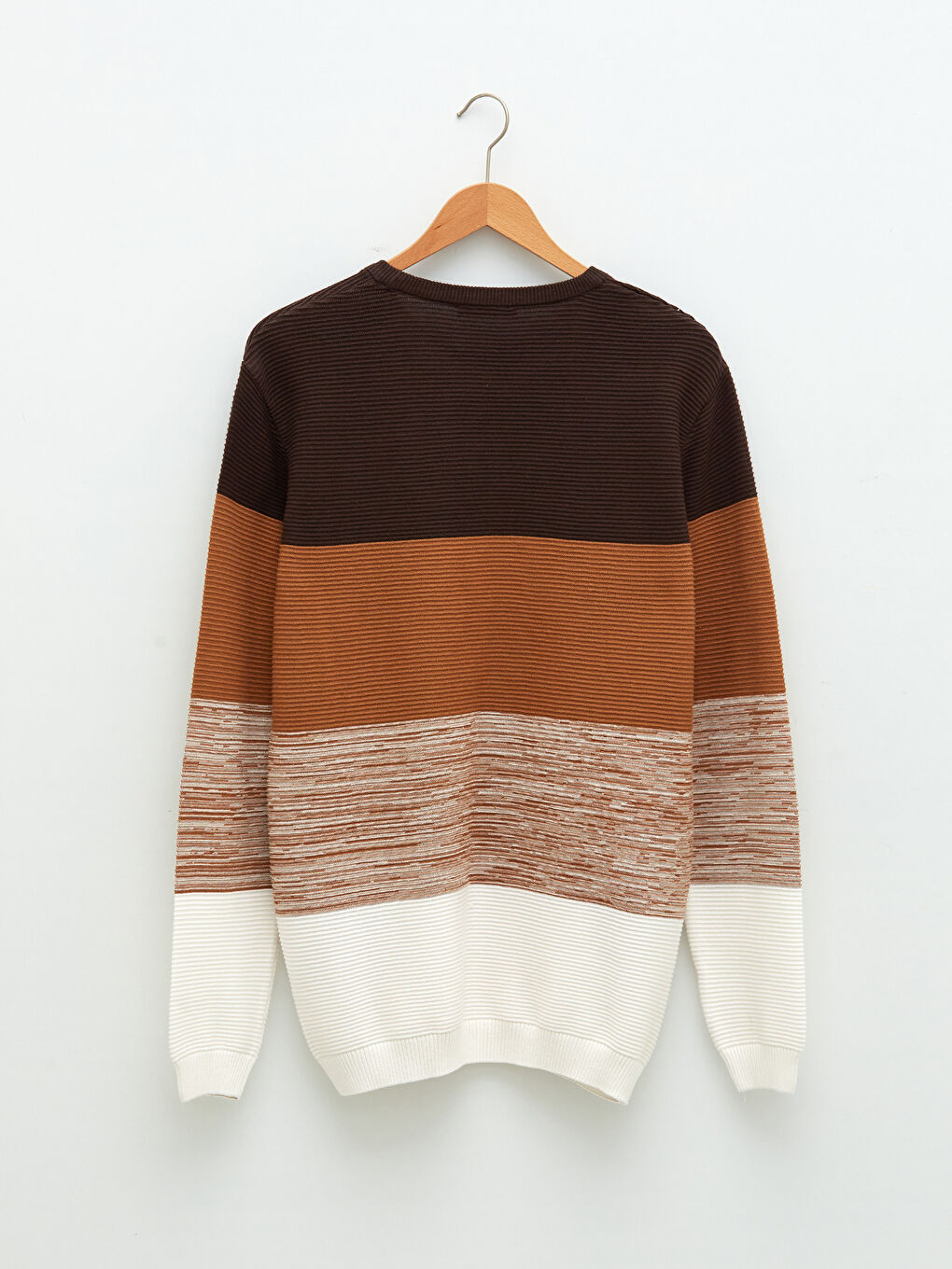 Crew Neck Long Sleeve Color Block Men's Knitwear Sweater-6