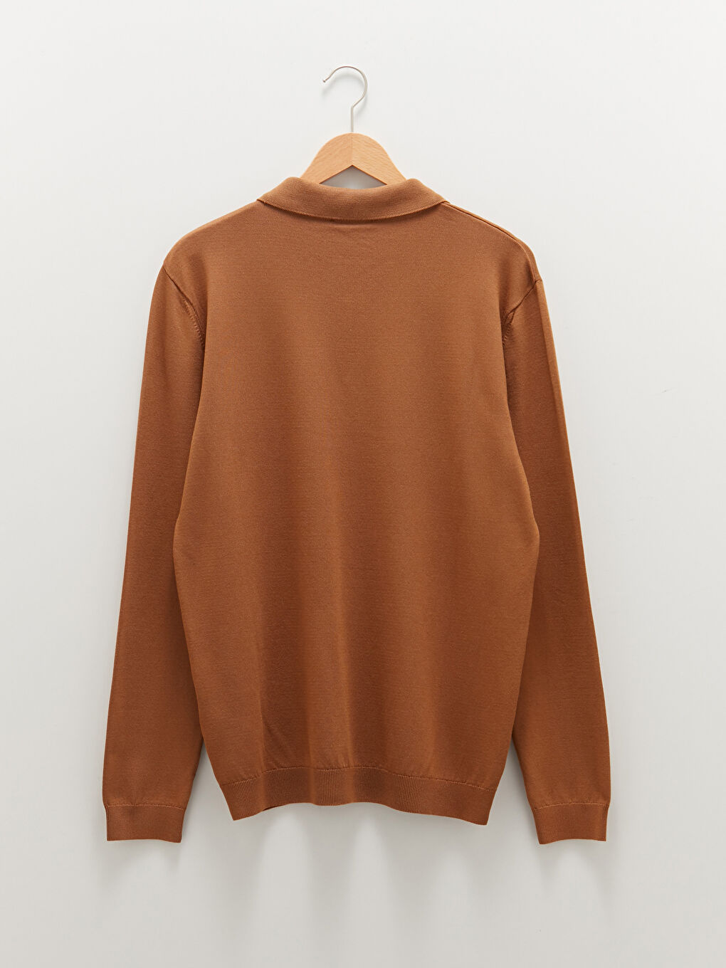 Bej Polo Yaka Uzun Kollu Erkek Triko Kazak-1