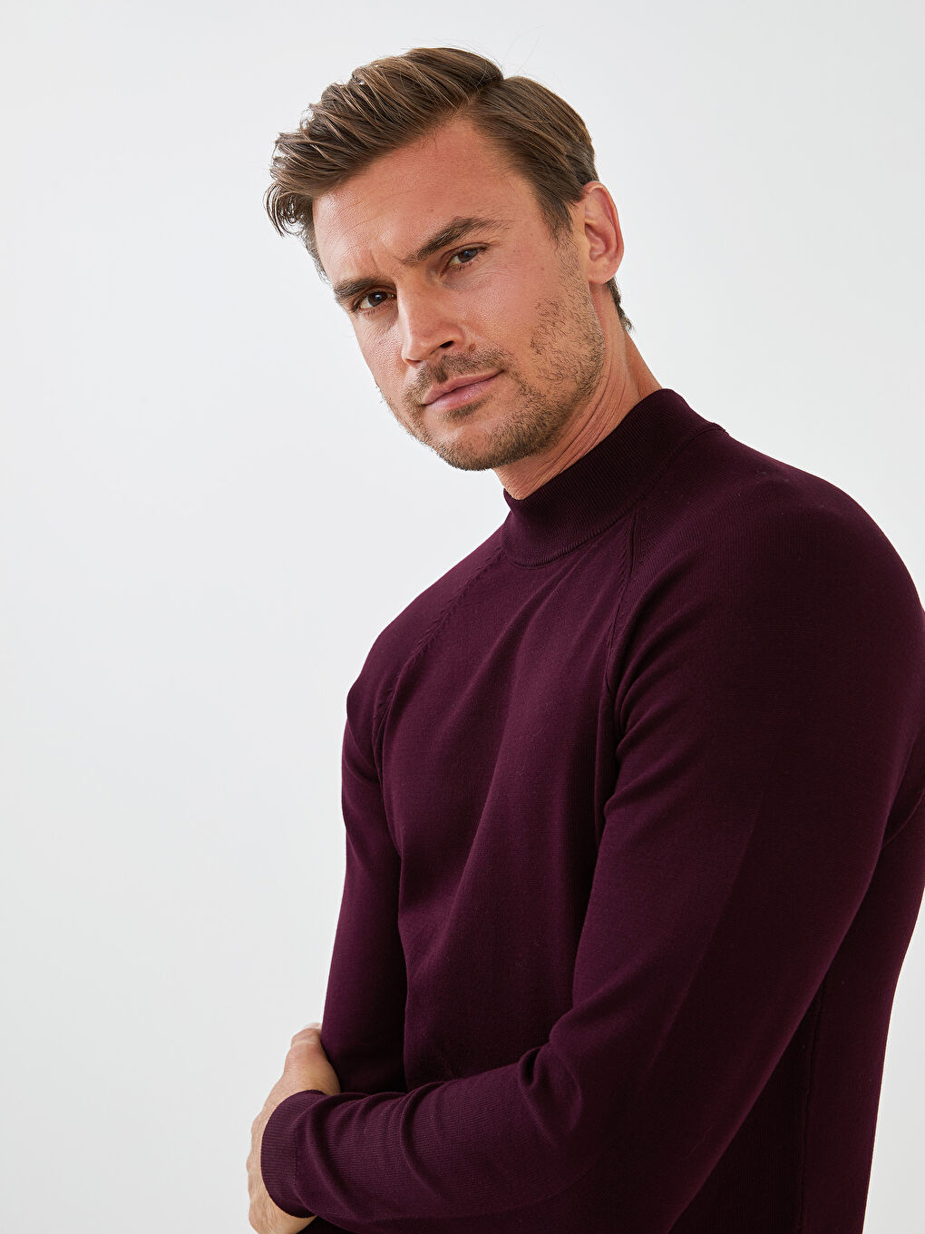 Half Turtleneck Long Sleeve Men's Knitwear Sweater-2