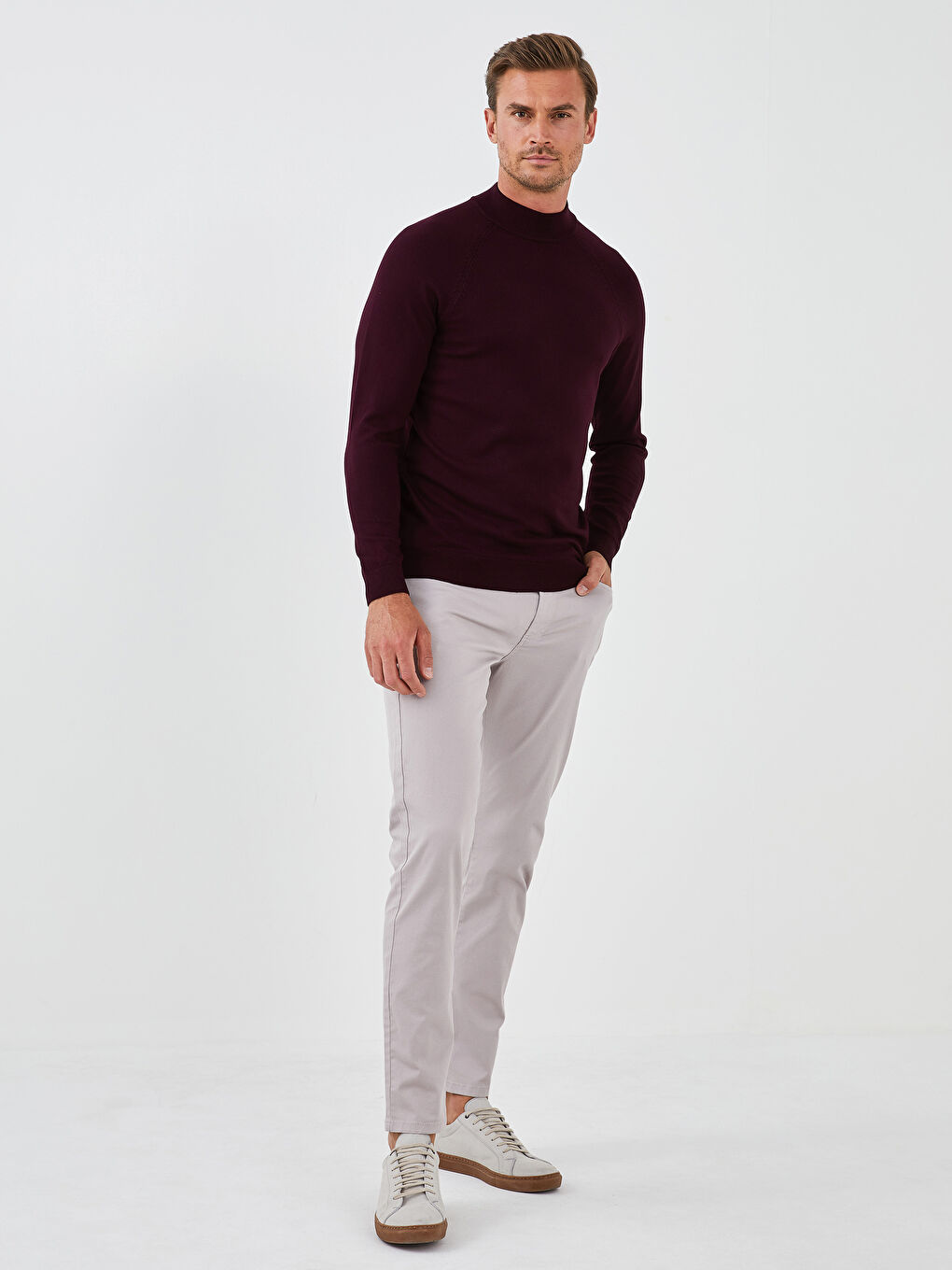 Half Turtleneck Long Sleeve Men's Knitwear Sweater-3