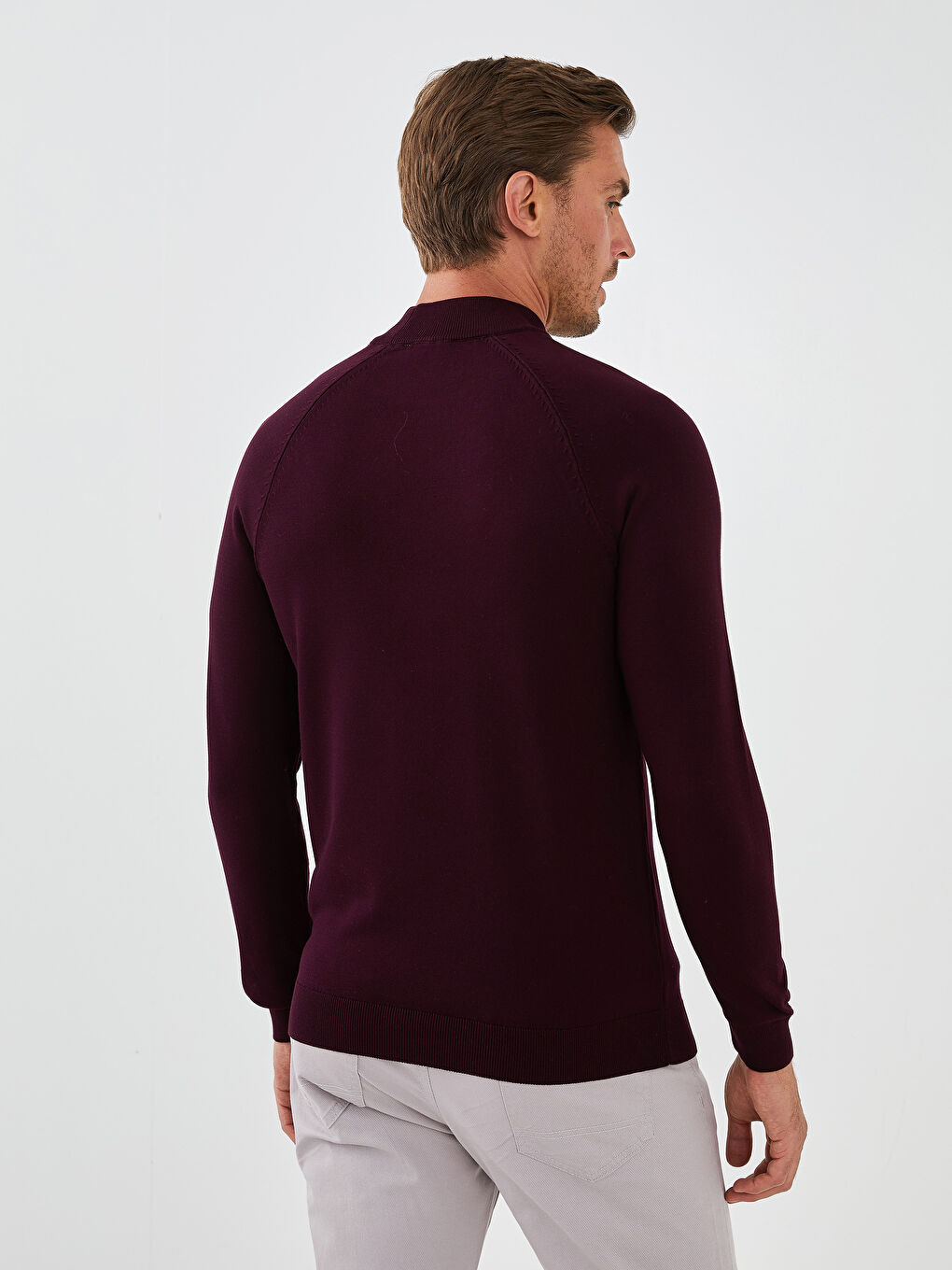 Half Turtleneck Long Sleeve Men's Knitwear Sweater-4