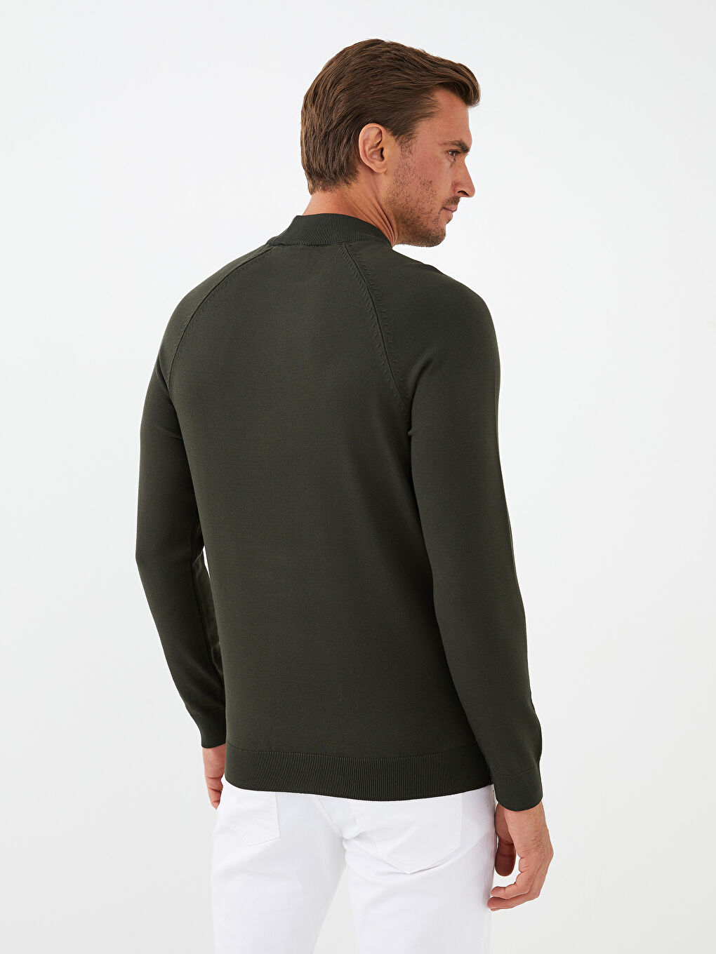 سترة تريكو كم طويل بياقة هاي نيك للرجال-5