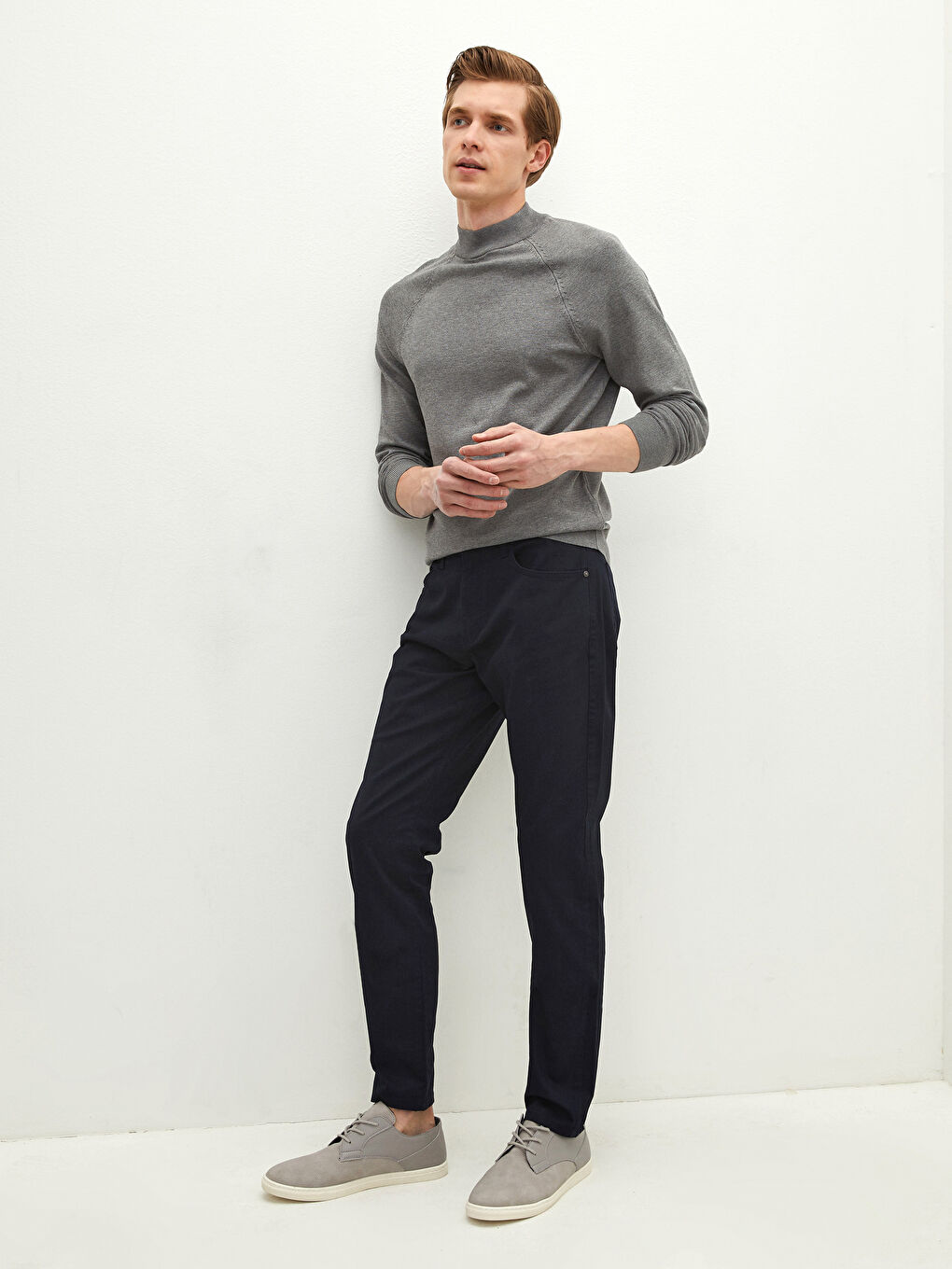 سترة تريكو كم طويل بياقة هاي نيك للرجال-2