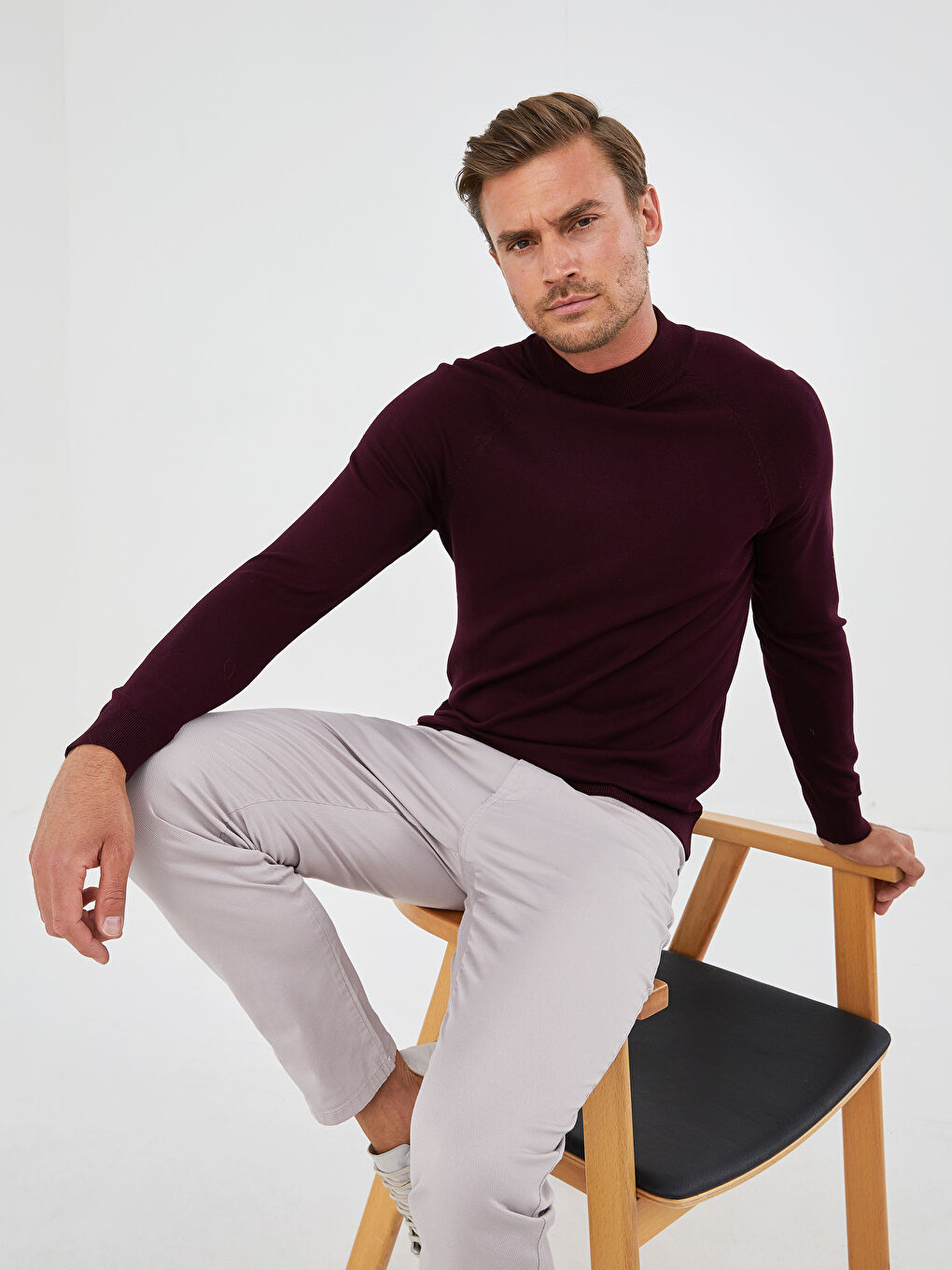 Half Turtleneck Long Sleeve Men's Knitwear Sweater
